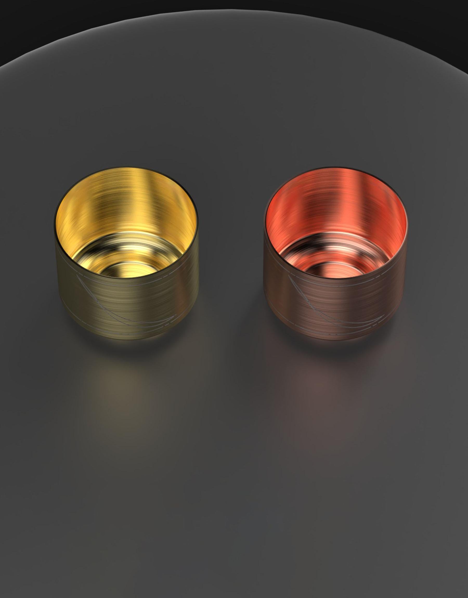 Edimate Kerzenhalter aus echtem Kupfer/Brass, konkaver Sockel (Industriell) im Angebot
