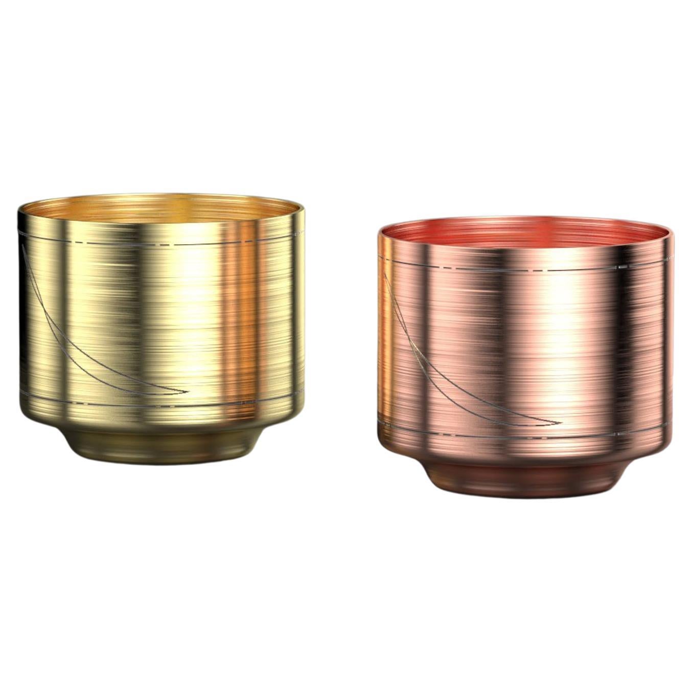Edimate Kerzenhalter aus echtem Kupfer/Brass, konkaver Sockel im Angebot