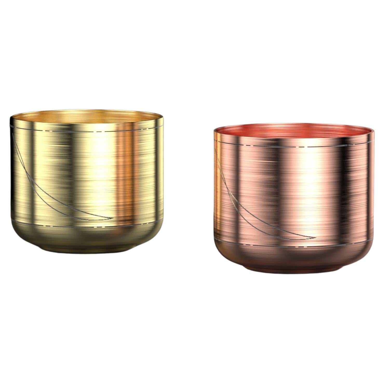 Edimate Kerzenhalter aus echtem Kupfer/Brass, gerader Kante im Angebot