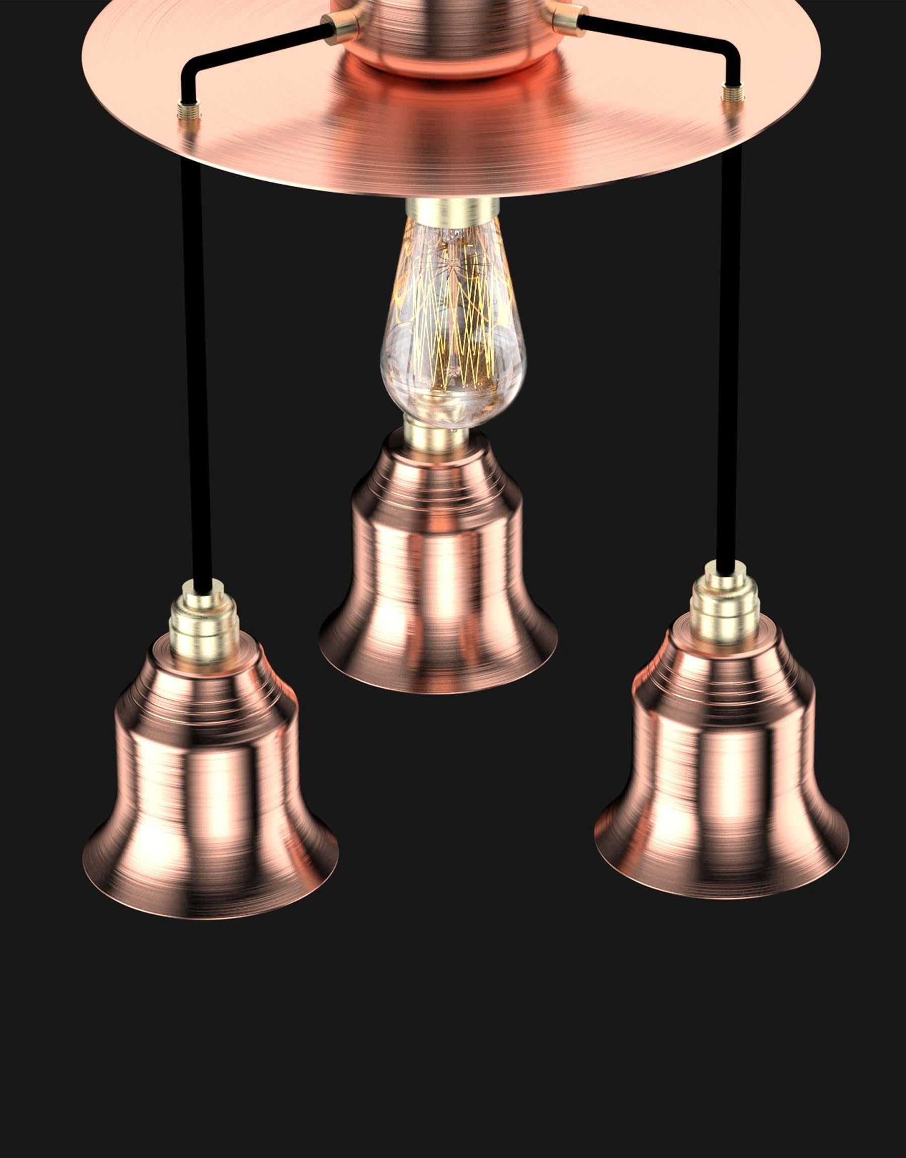 Brushed Edimate Genuine Copper Ceiling Light, Handmade in France Version 1 For Sale