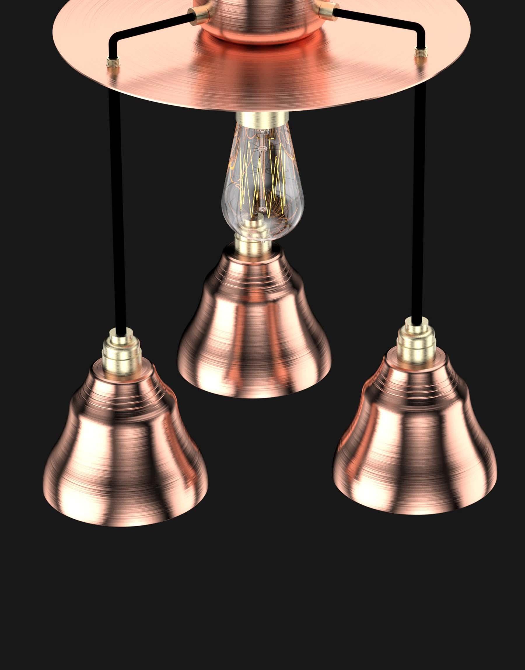 Brushed Edimate Genuine Copper Ceiling Light, Handmade in France Version 3 For Sale