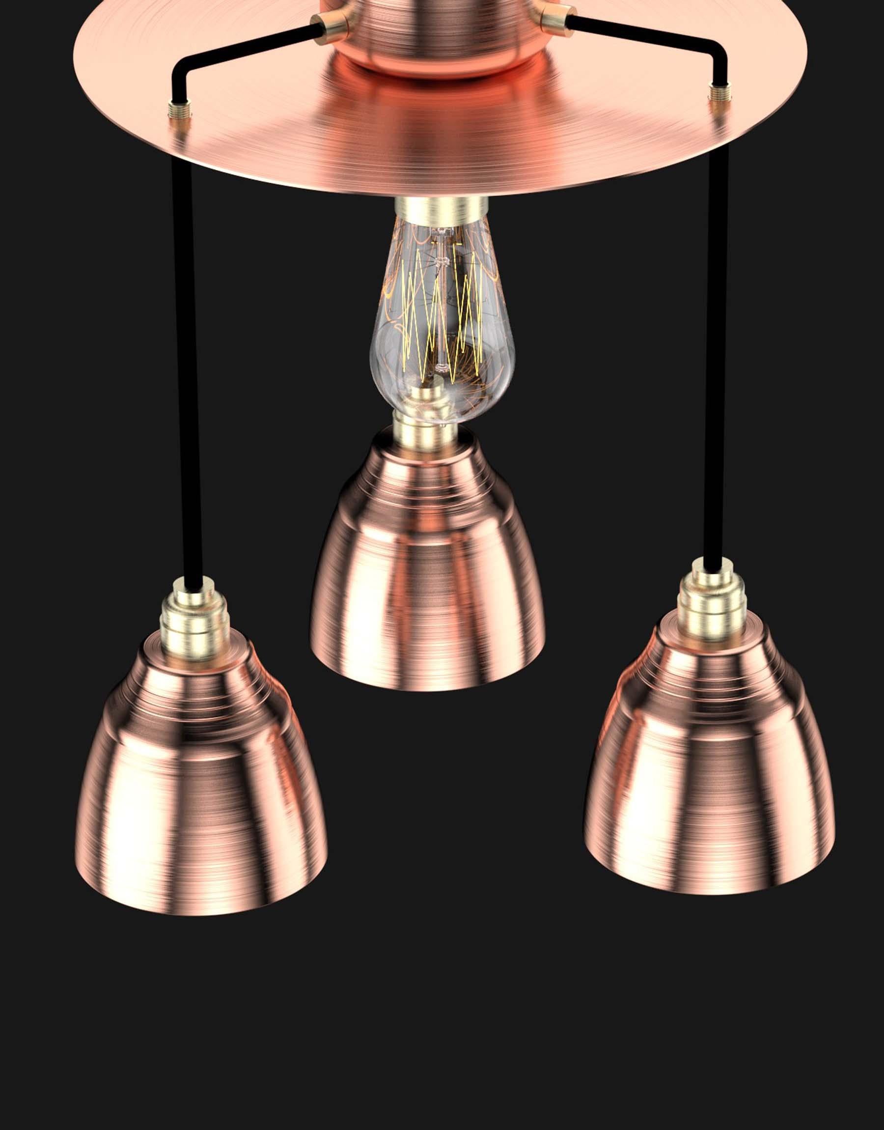 Brushed Edimate Genuine Copper Ceiling Light, Handmade in France Version 4 For Sale