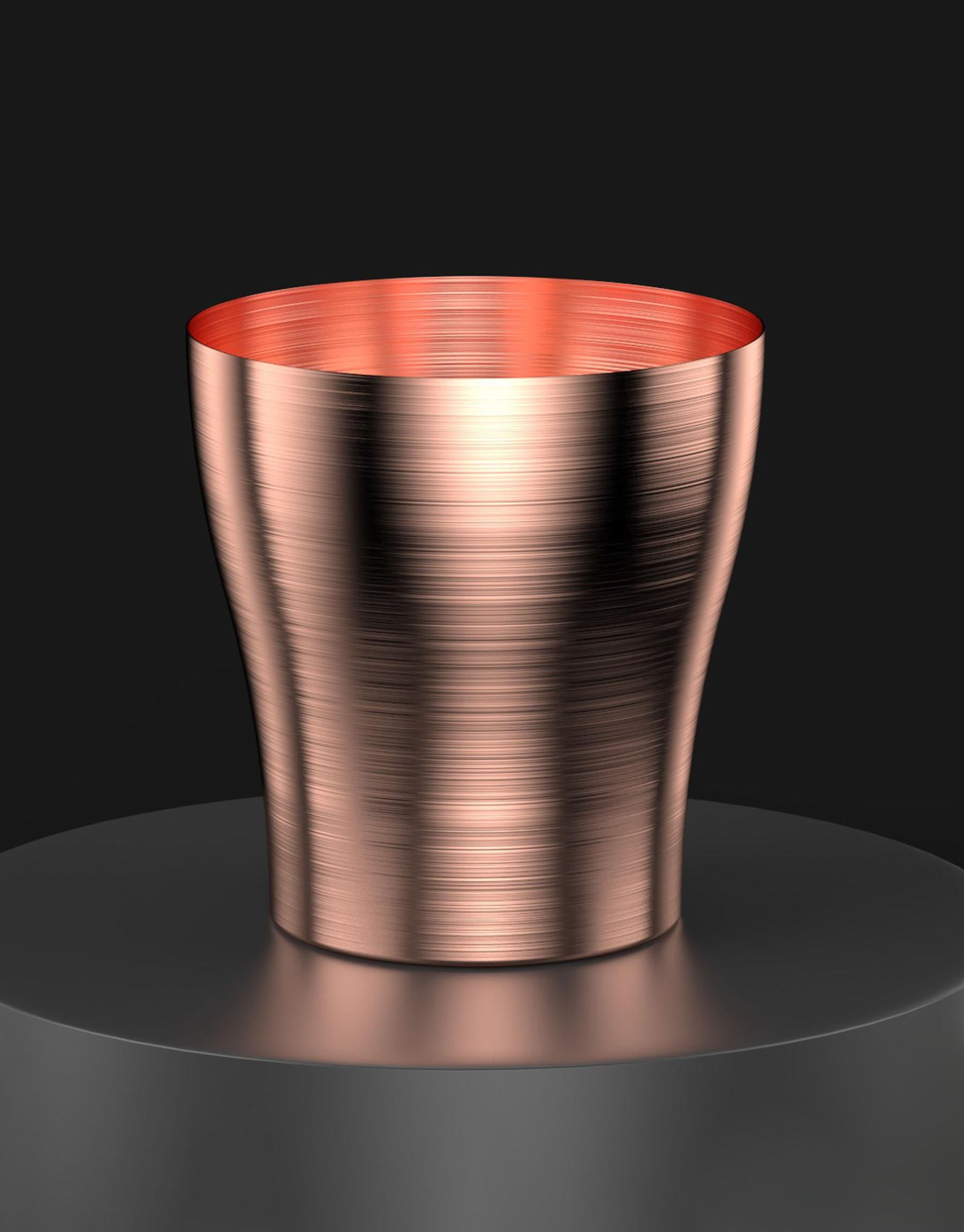 Modern Edimate Genuine Copper Champagne Bucket, Handmade in France For Sale