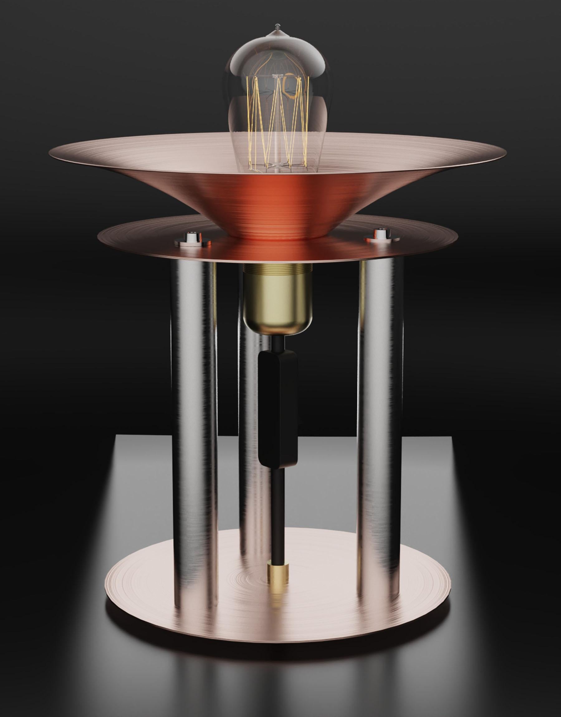 Industrial Edimate Genuine Copper Table Lamp For Sale
