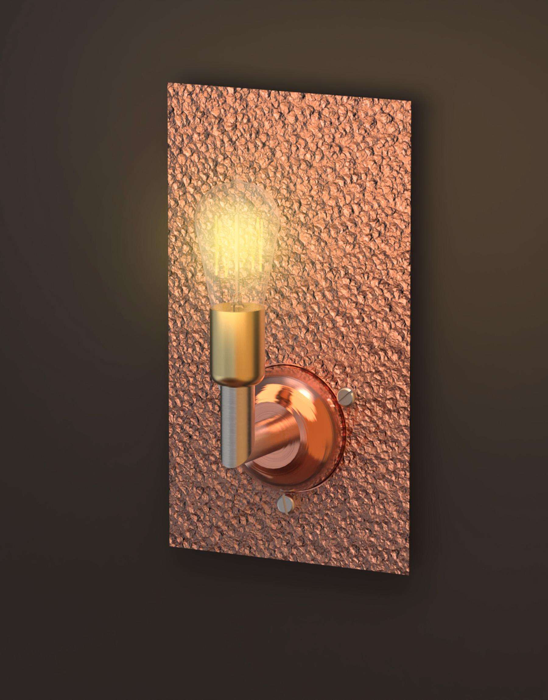 Brushed Edimate Genuine Copper Wall Light Handmade in France For Sale