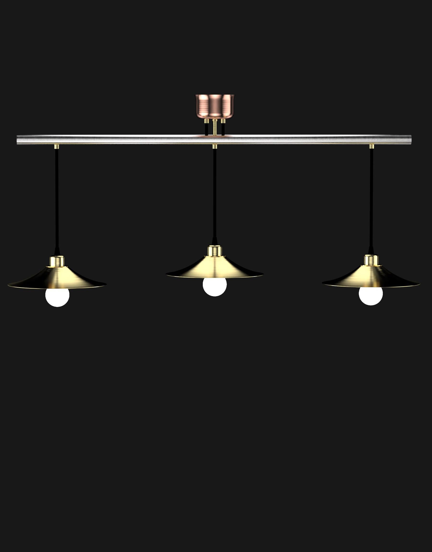 French Edimate Genuine Stainless Steel/Brass Ceiling Light For Sale