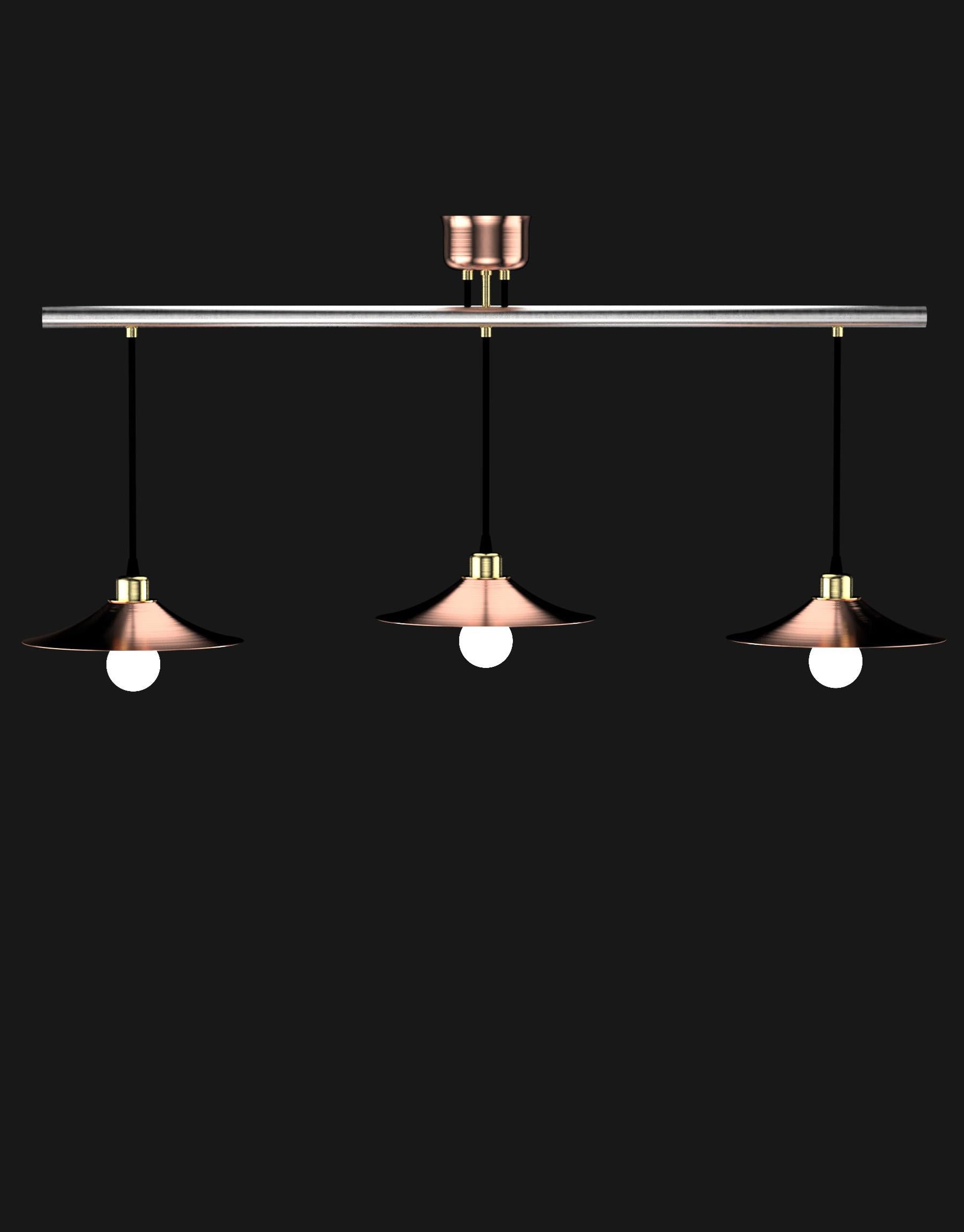 French Edimate Genuine Stainless Steel/Copper Ceiling Light For Sale
