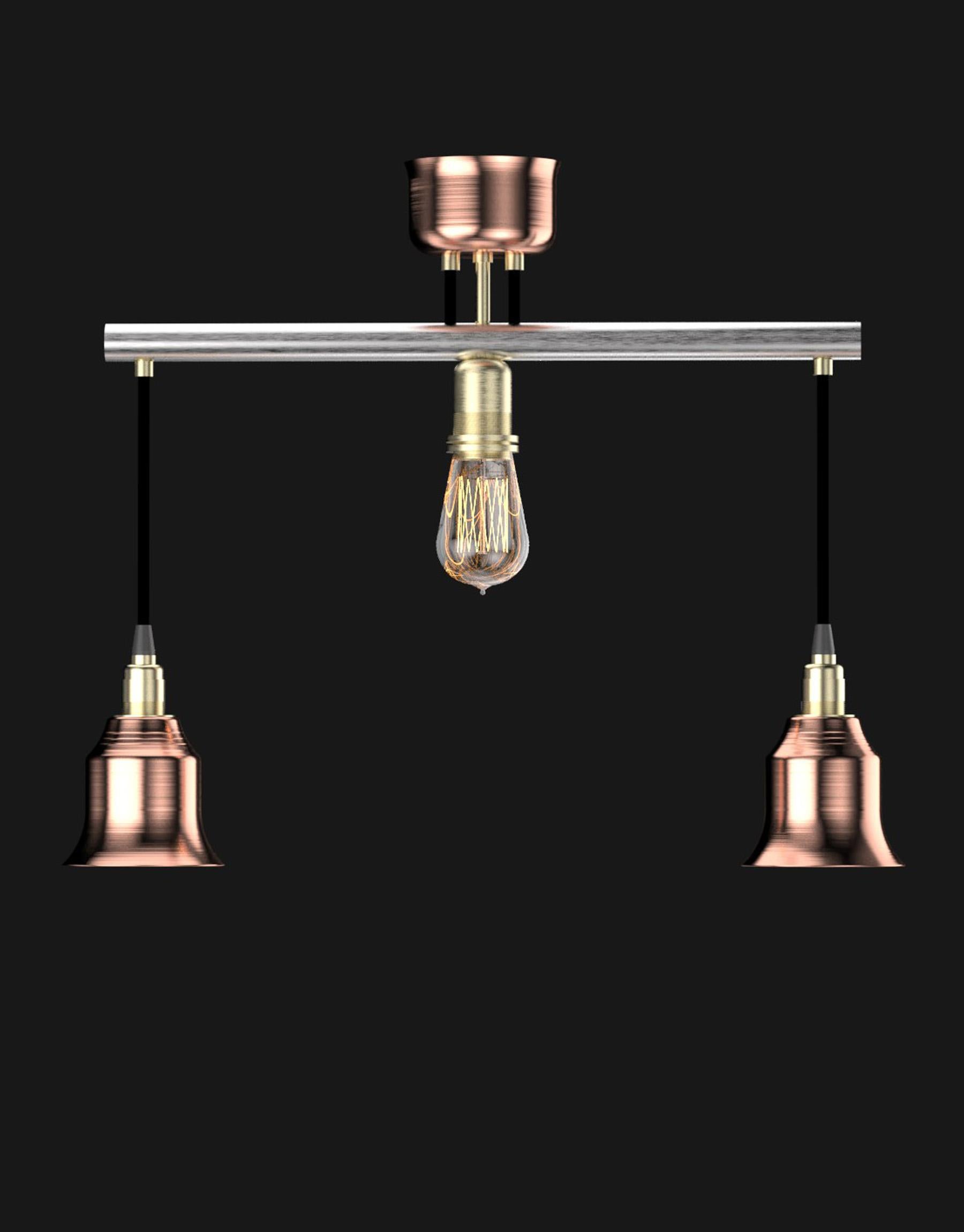 Hand-Crafted  Edimate Stainless Steel / Copper Pendant Light V1, Handmade in France For Sale