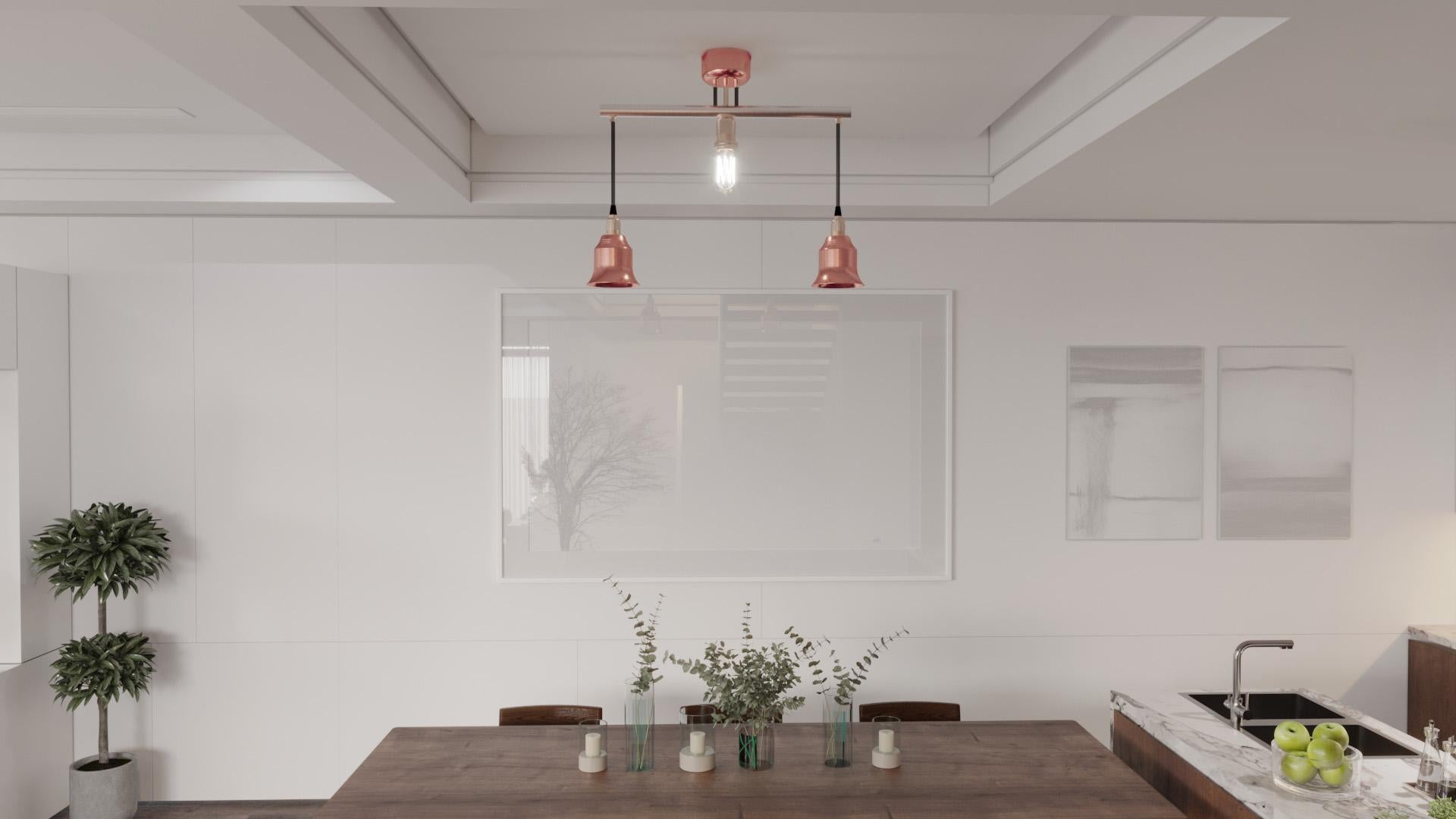 Here is our vision of an exceptional pendant light, designed to enhance your interior with its 304L stainless steel tube base, which offers exceptional strength and durability. This pendant light is available with several finishes, 3 ceiling lights