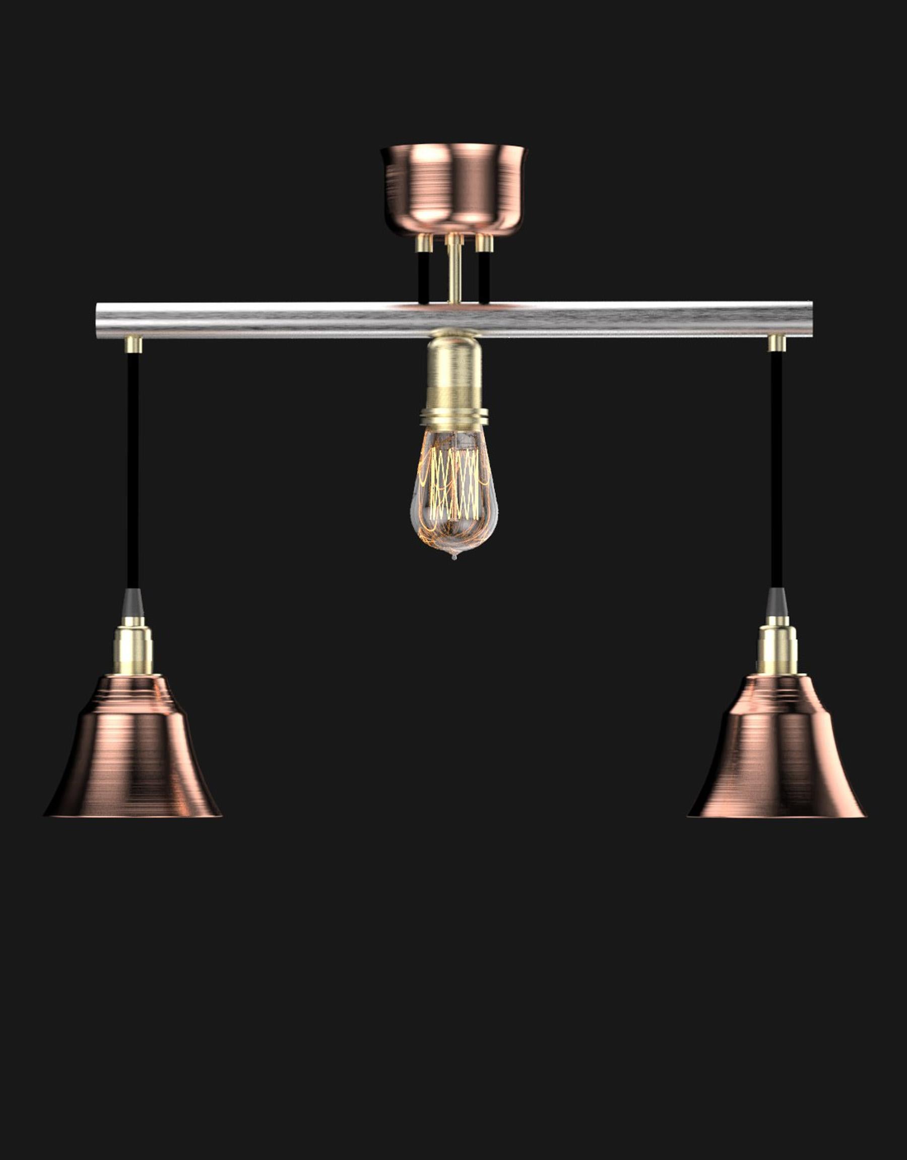 Hand-Crafted  Edimate Stainless Steel / Copper Pendant Light V2, Handmade in France For Sale