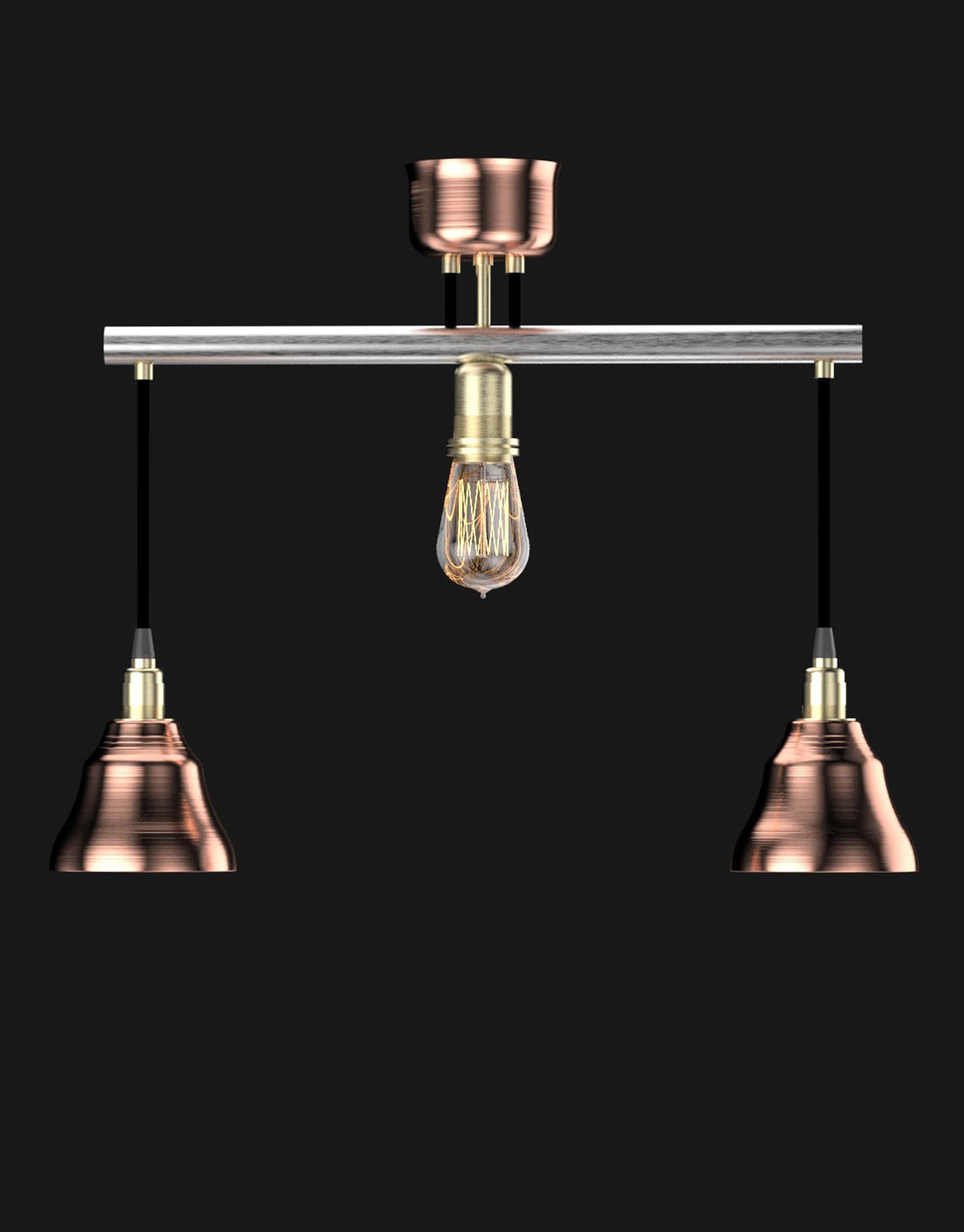 Hand-Crafted  Edimate Stainless Steel / Copper Pendant Light V3, Handmade in France For Sale