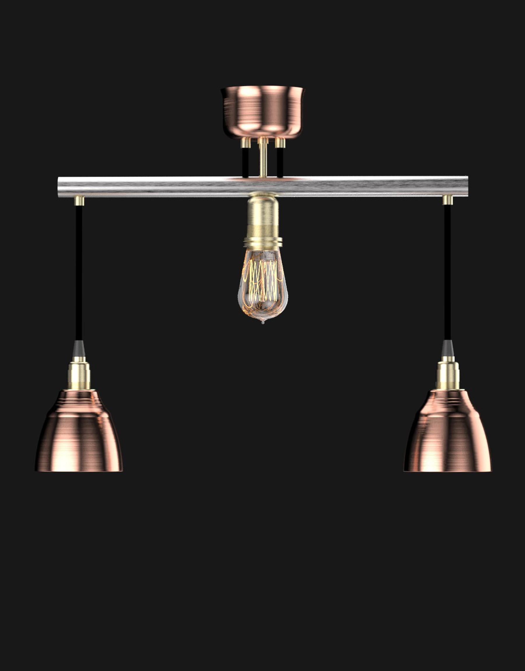 Hand-Crafted  Edimate Stainless Steel / Copper Pendant Light V4, Handmade in France For Sale
