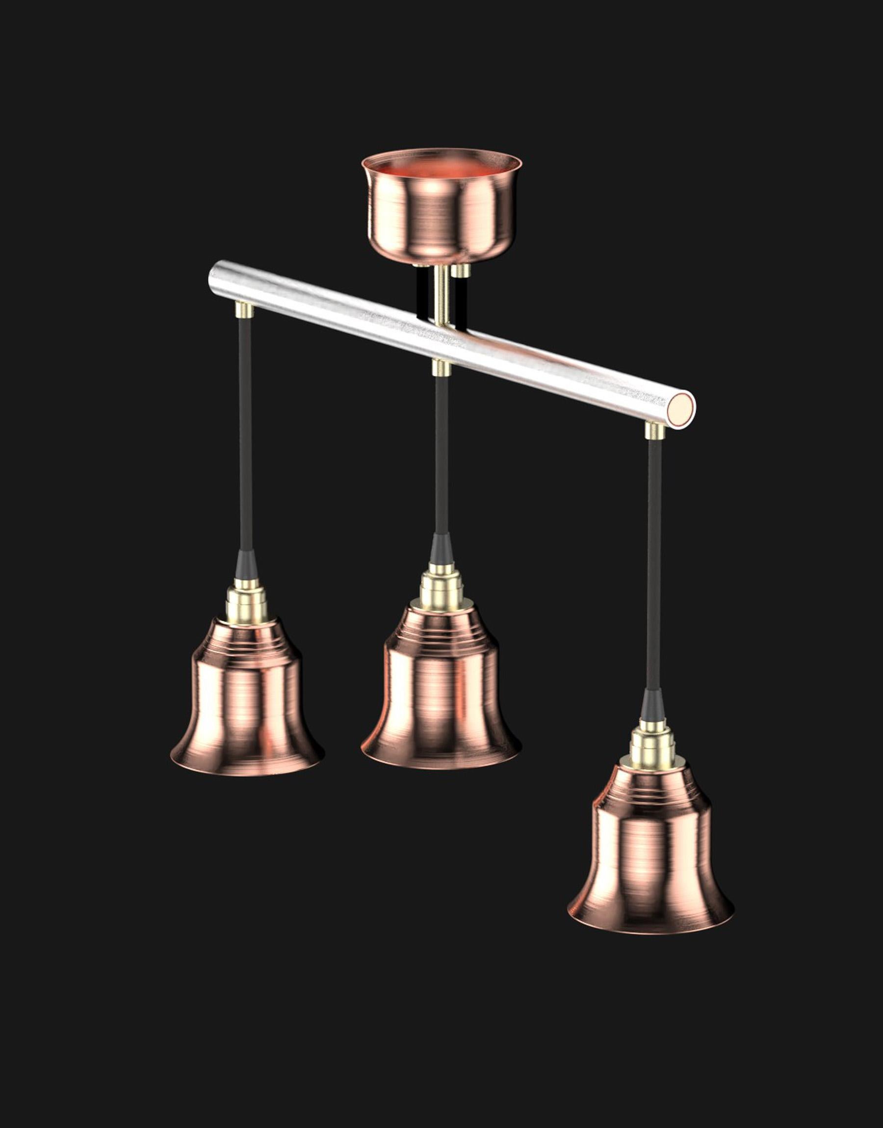 Industrial Edimate Stainless Steel / Copper Spot V1 Ceiling Light, Handmade in France For Sale