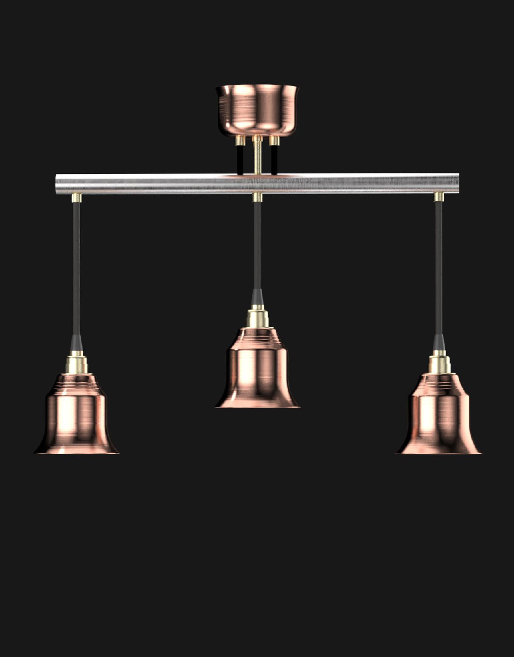Hand-Crafted Edimate Stainless Steel / Copper Spot V1 Ceiling Light, Handmade in France For Sale