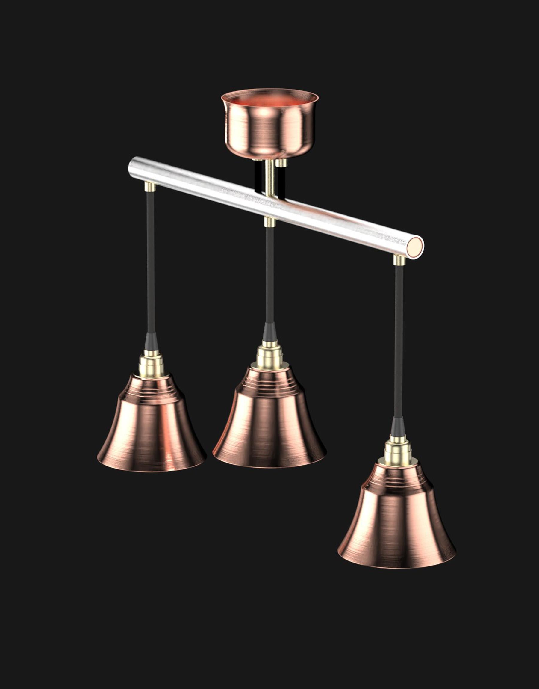 Industrial Edimate Stainless Steel / Copper Spot V2 Ceiling Light, Handmade in France For Sale