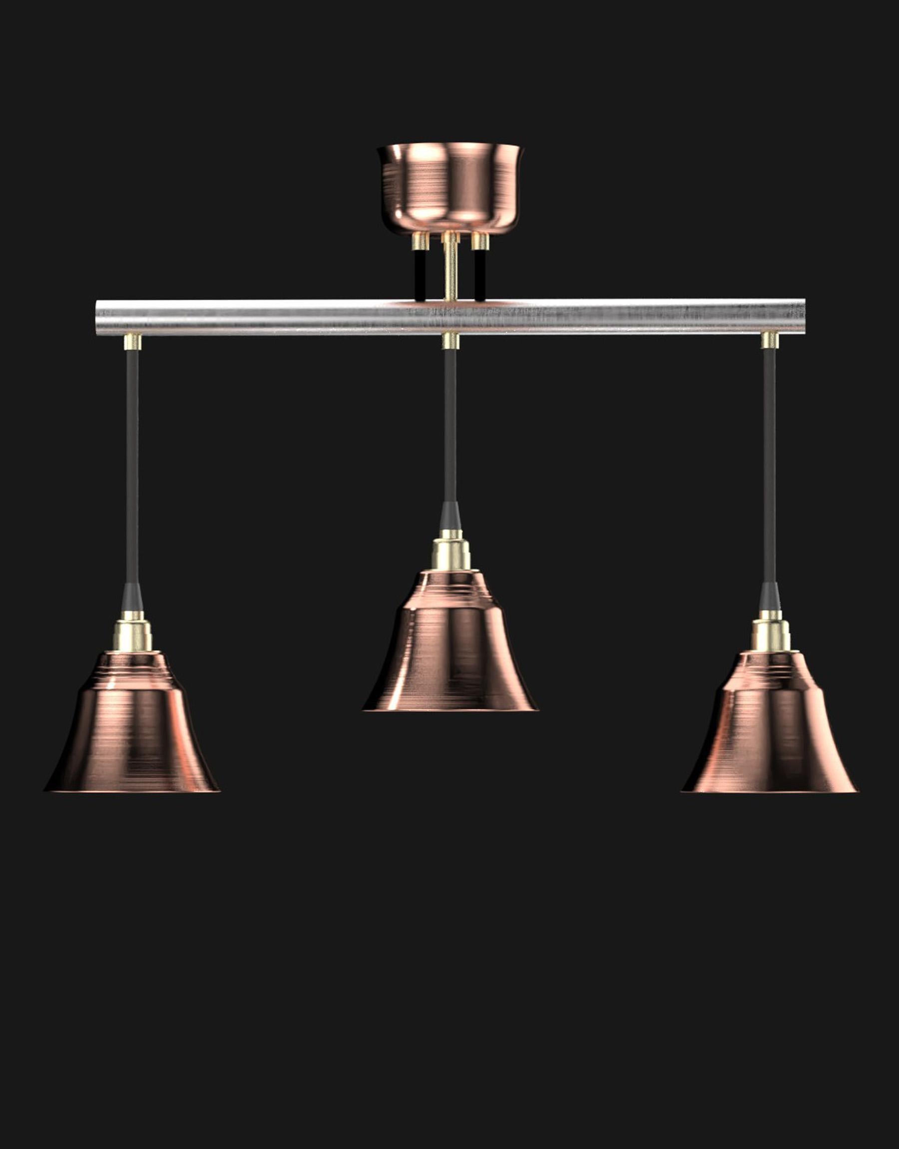 Hand-Crafted Edimate Stainless Steel / Copper Spot V2 Ceiling Light, Handmade in France For Sale
