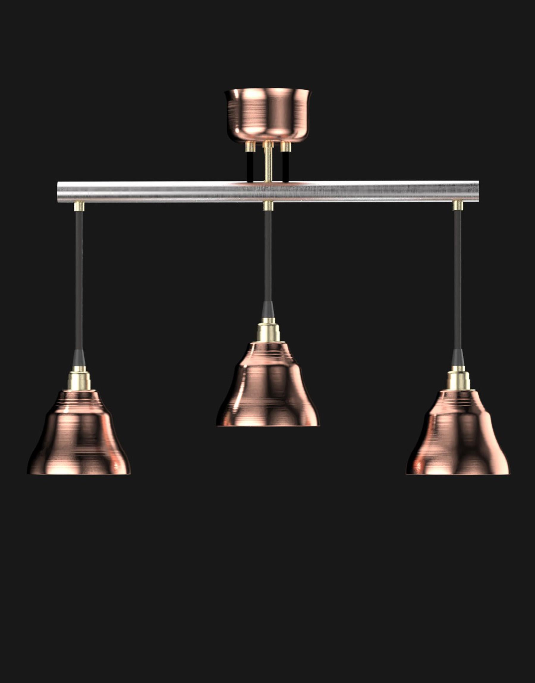 Hand-Crafted Edimate Stainless Steel / Copper Spot V3 Ceiling Light, Handmade in France For Sale