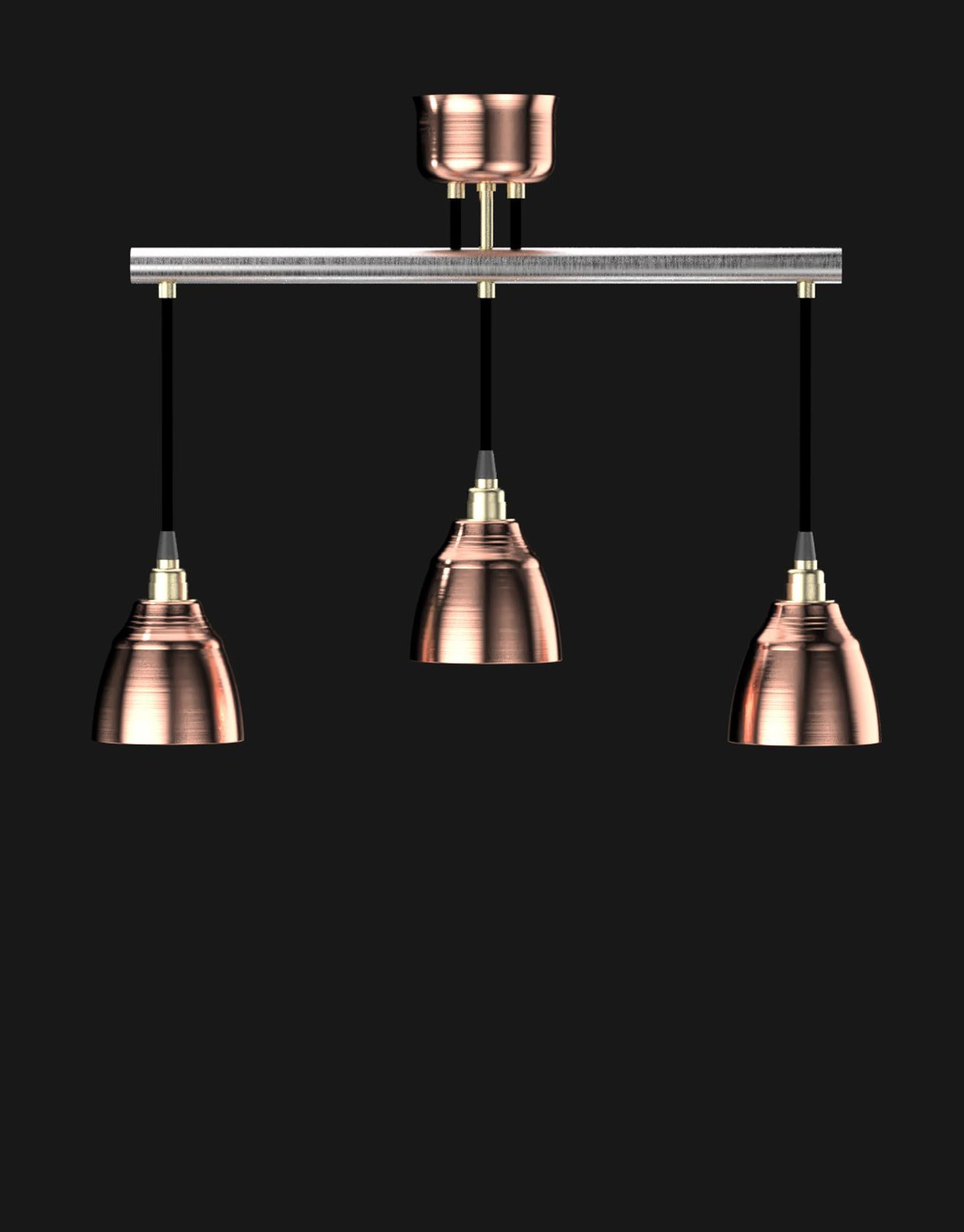 Hand-Crafted Edimate Stainless Steel / Copper Spot V4 Ceiling Light, Handmade in France For Sale