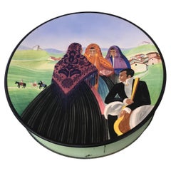 Assiette décorative Edina Altara Lenci en céramique de paysage Sardaigne, 1940, Italie