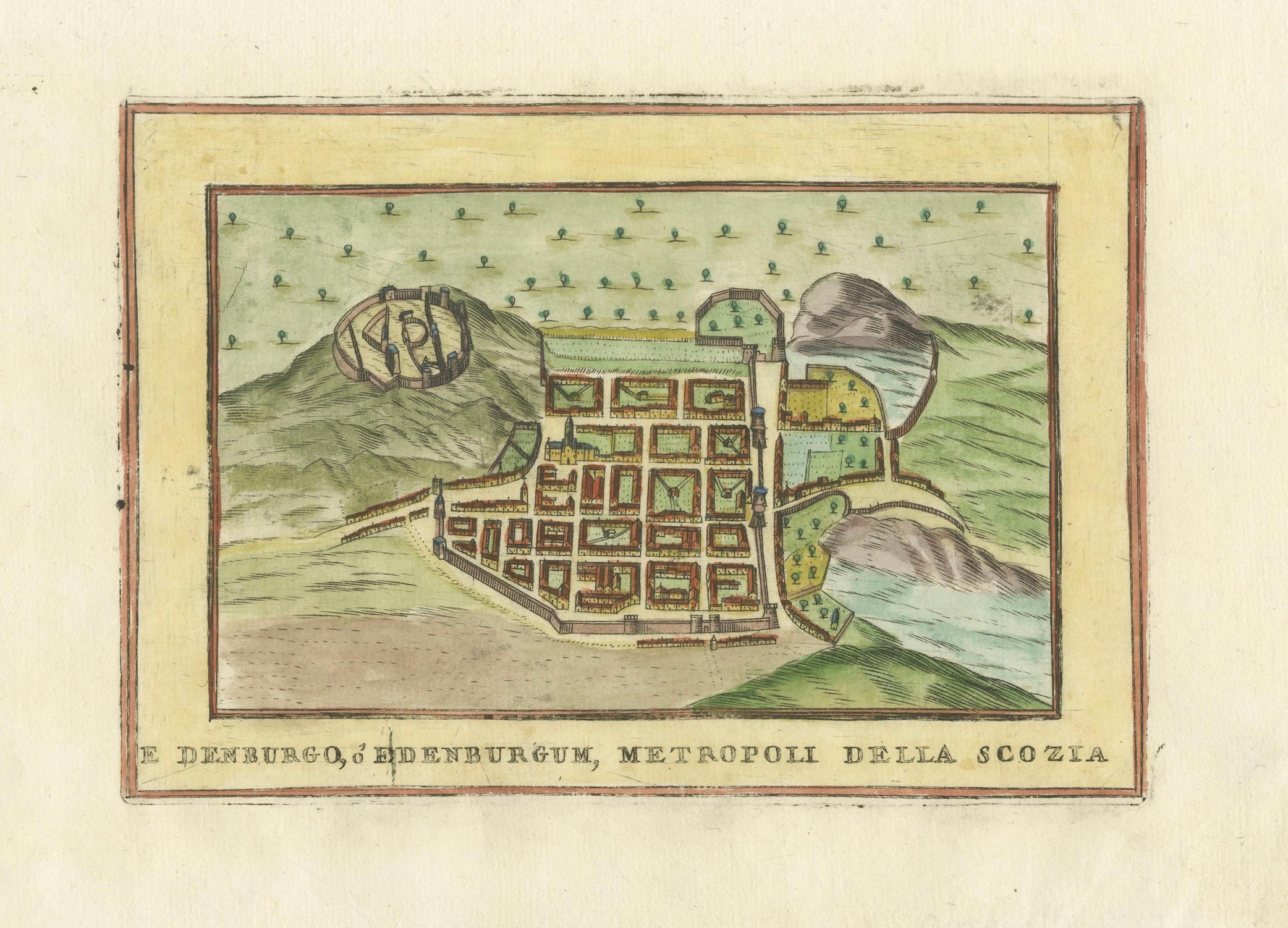 Pianta della città di Edimburgo, Italia, 1700 ca. in vendita 2
