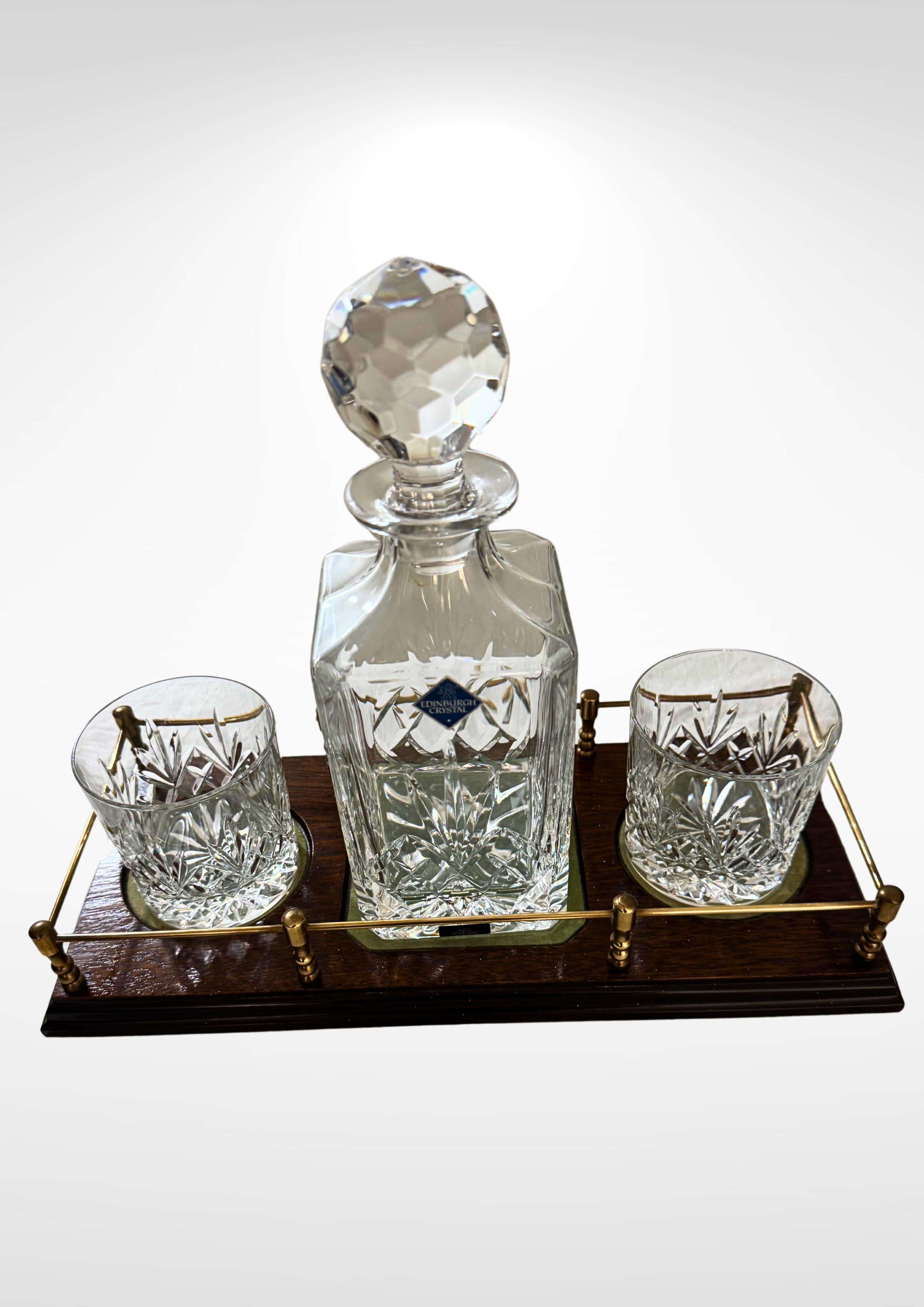 Victorian Edinburgh Crystal Decanter, Whiskey Tumblers And Tray Set