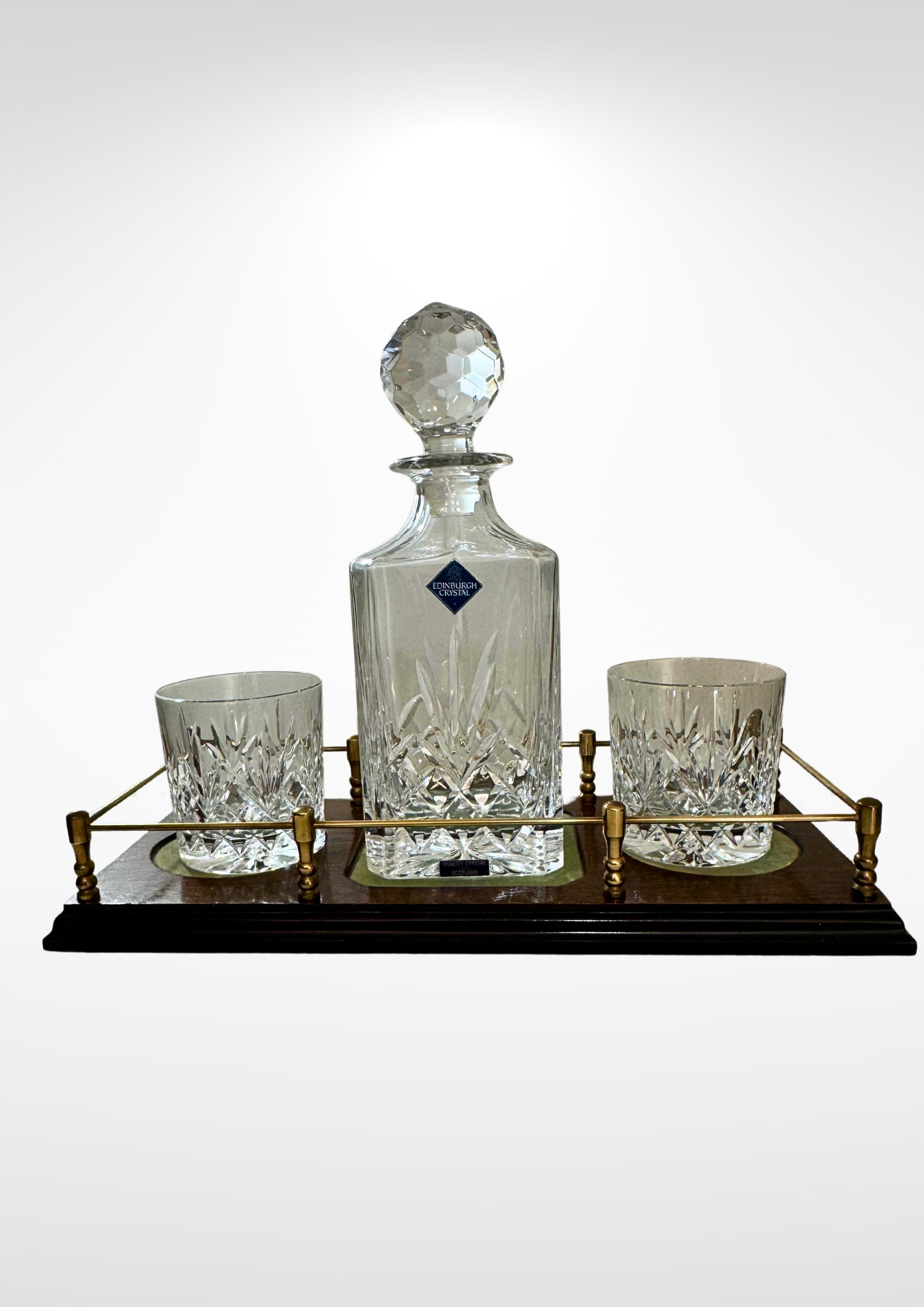 Other Edinburgh Crystal Decanter, Whiskey Tumblers And Tray Set