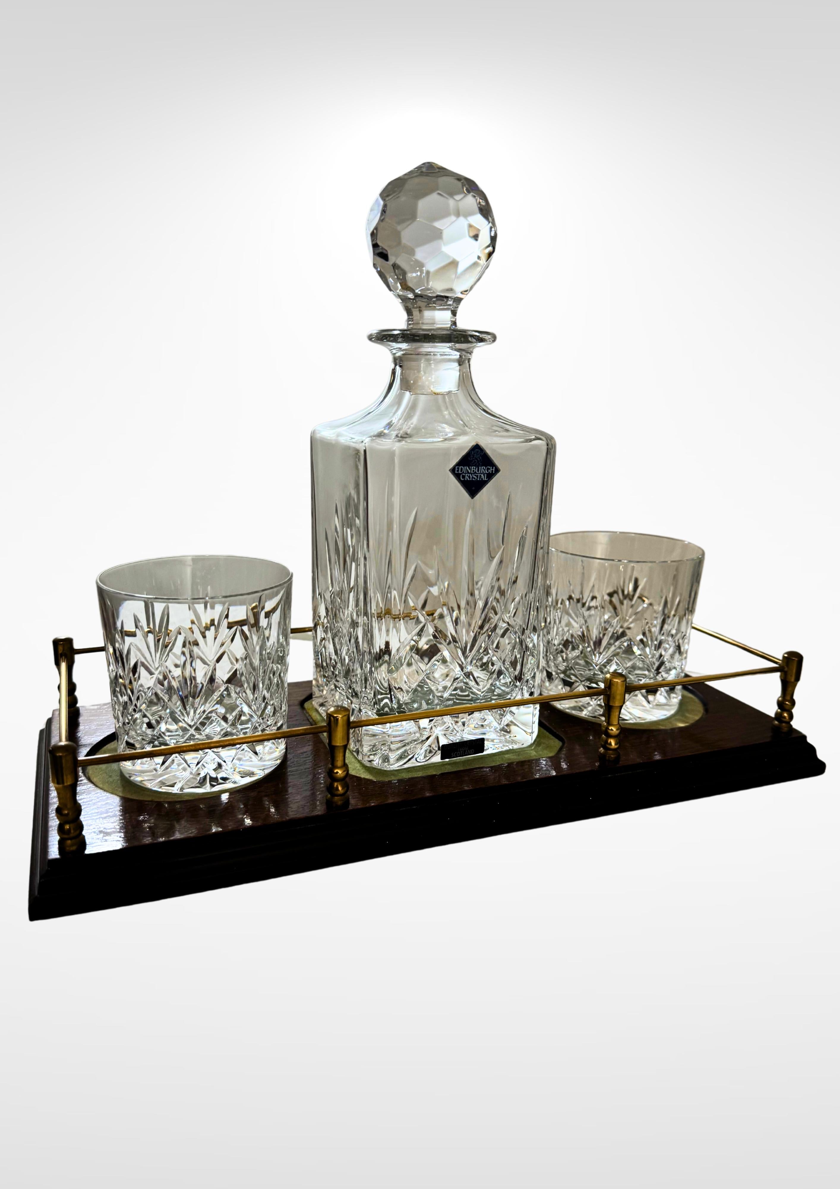 Edinburgh Crystal Decanter, Whiskey Tumblers And Tray Set In Good Condition In Torquay, GB