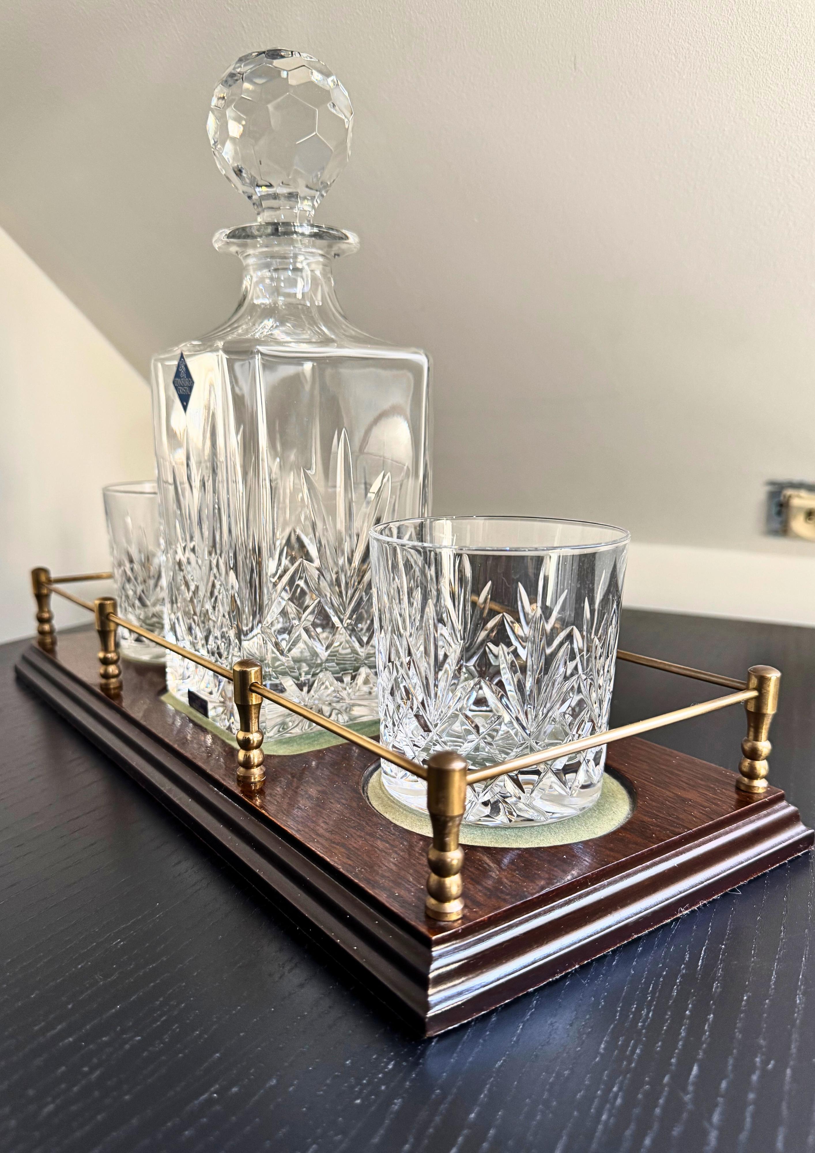 Edinburgh Crystal Decanter, Whiskey Tumblers And Tray Set 1