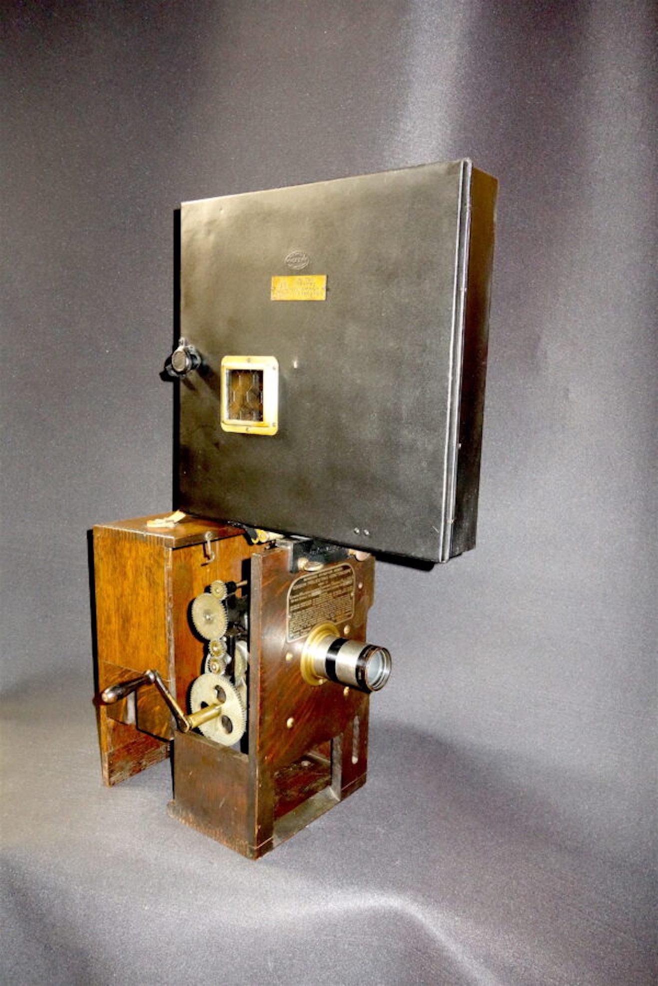 Submitted for your consideration is this 1897 designed & patented, Circa 1910 built, Edison Projecting Kinetoscope.

This circa 1910 Improved Exhibition Model 35mm projection machine represents  one of the most classic yet refined (improved) 35mm