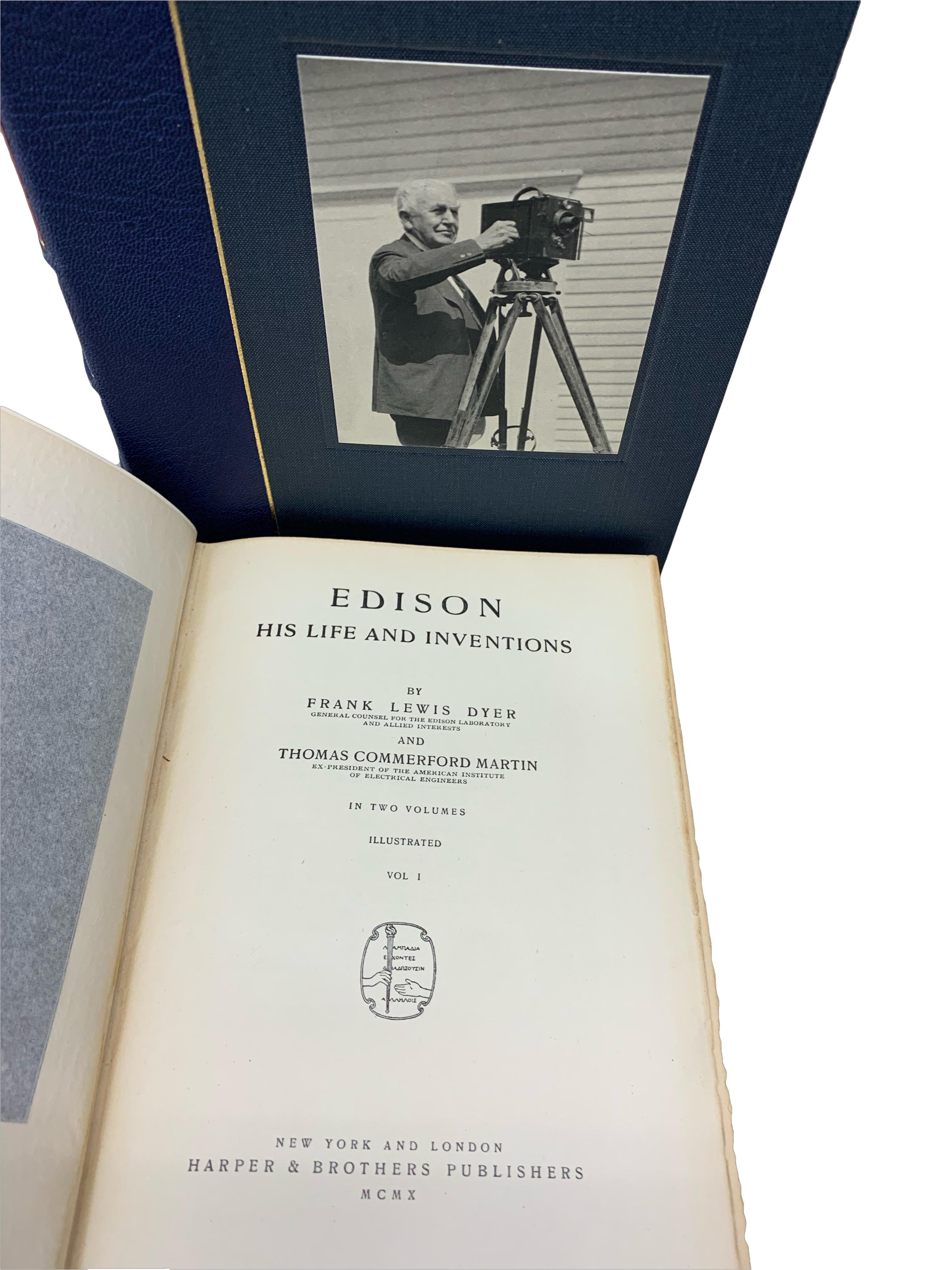 Edison His Life and Inventions by Dyer and Martin, Signed by Edison, First Ed. In Good Condition In Colorado Springs, CO