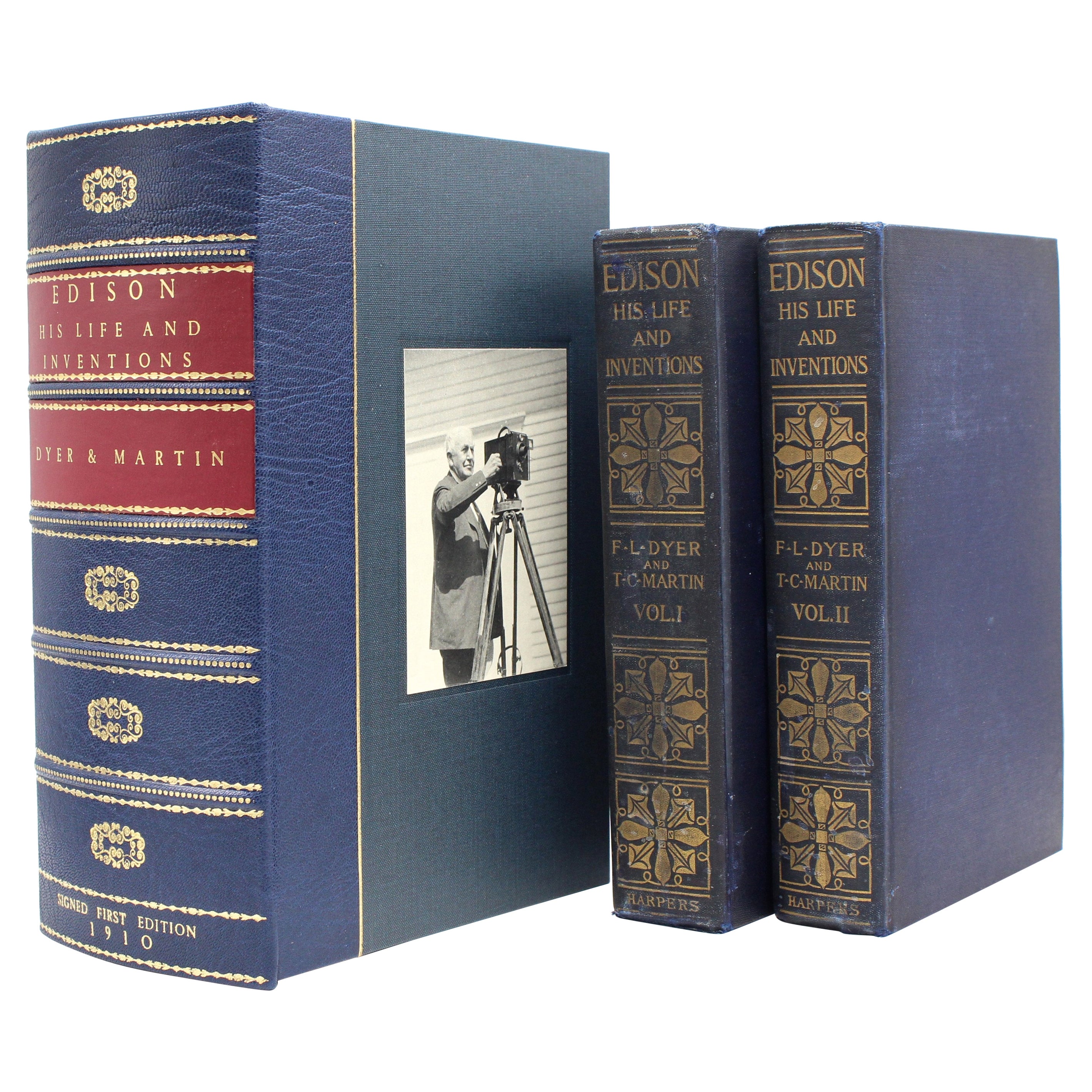 Edison His Life and Inventions by Dyer and Martin, Signed by Edison, First Ed.