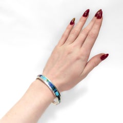 Bracelet manchette en argent sterling et pierres précieuses incrustées d'Edison Navajo