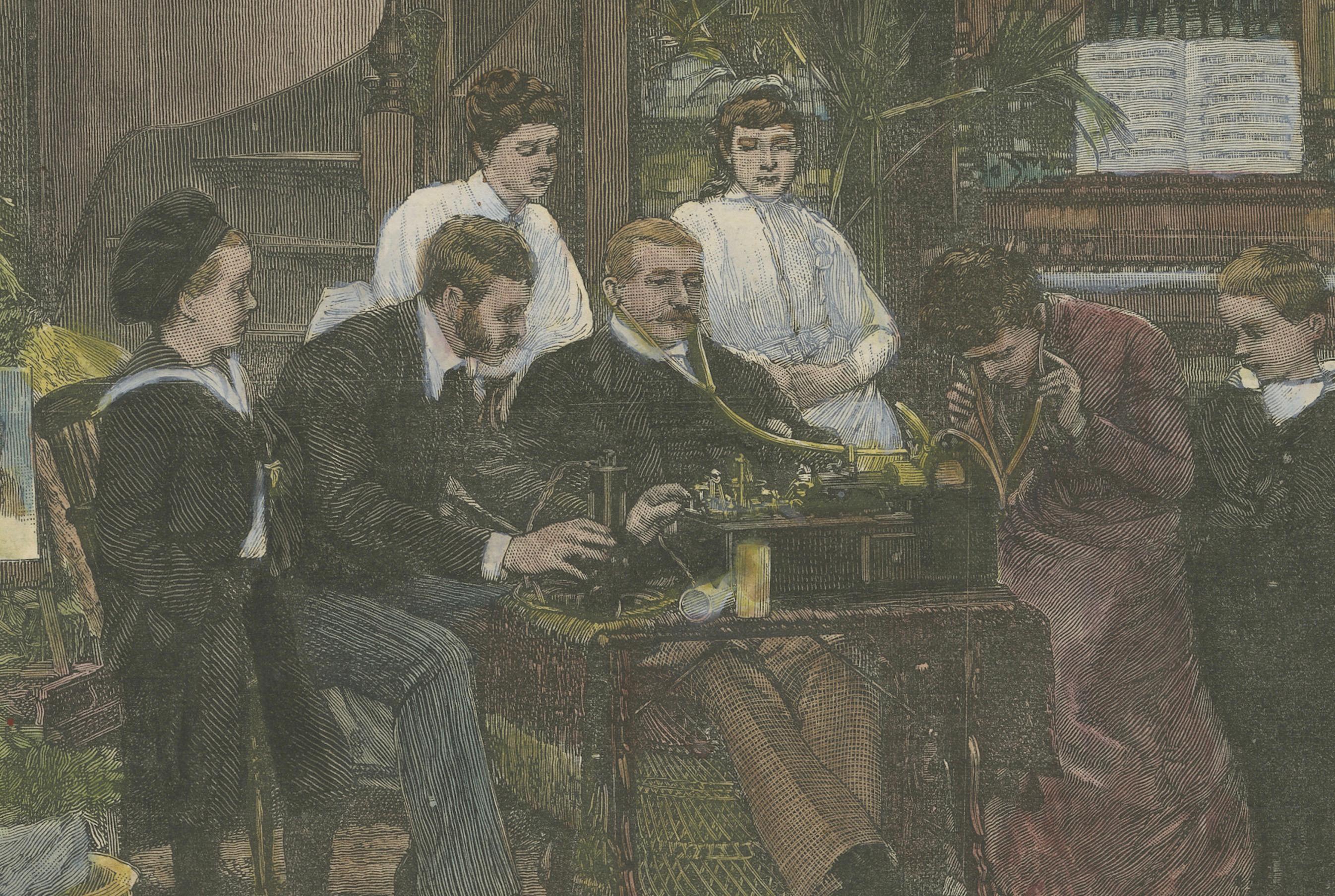 Edison’s Phonograph at the Crystal Palace and Transatlantic Messaging, 1888 In Fair Condition For Sale In Langweer, NL
