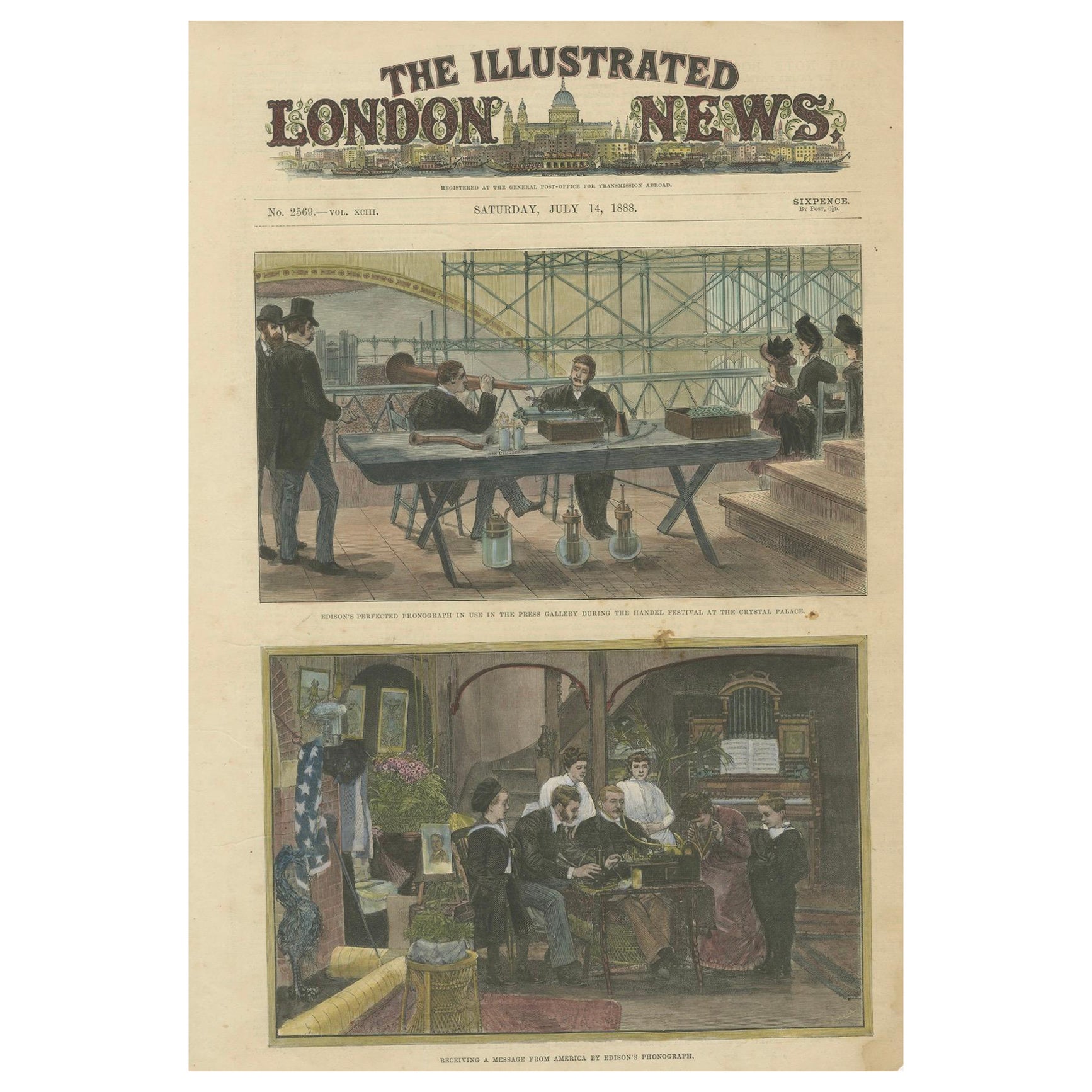 Edison’s Phonograph at the Crystal Palace and Transatlantic Messaging, 1888 For Sale