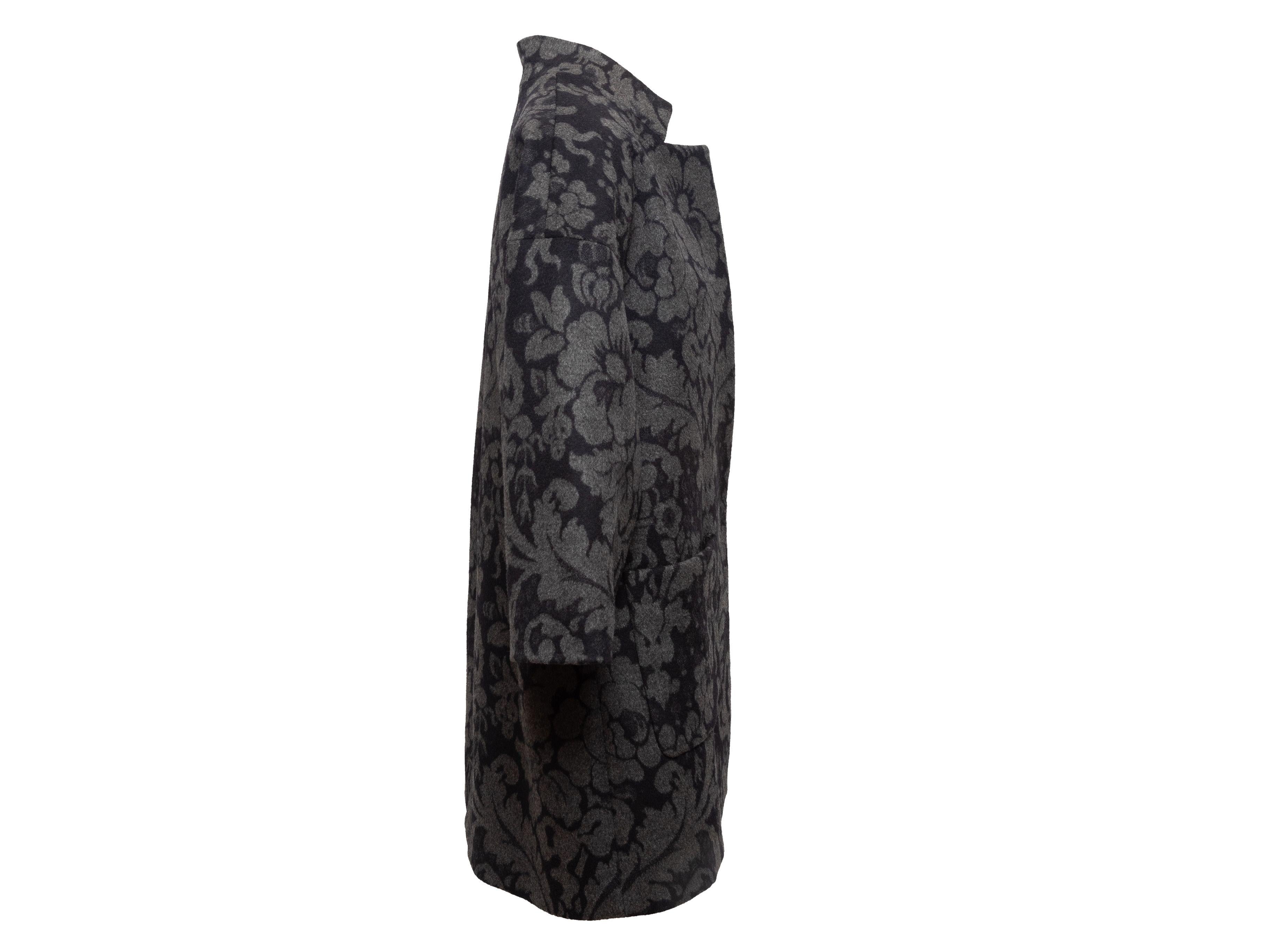 Edit New York Black & Grey Floral Patterned Coat 1