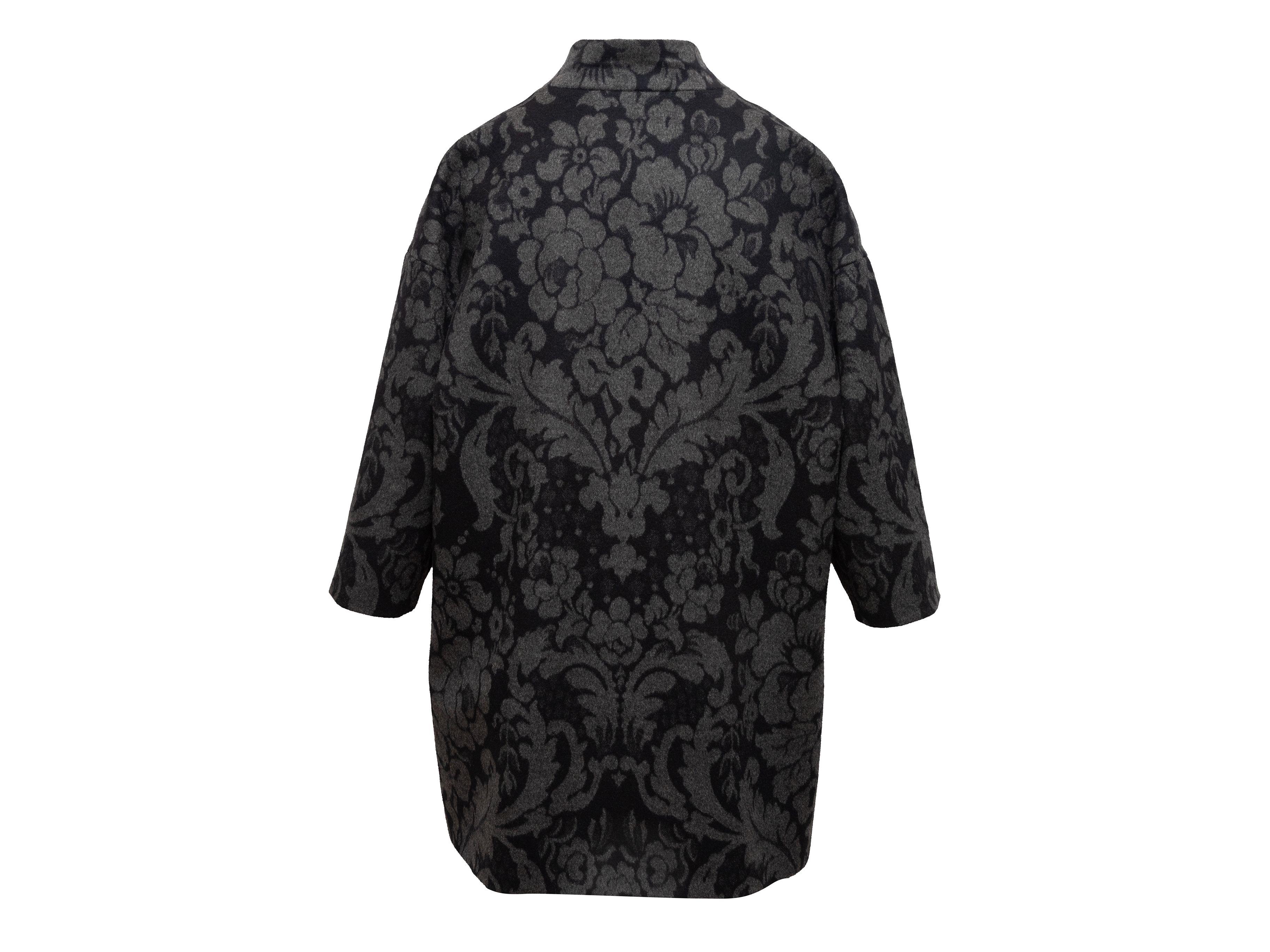 Edit New York Black & Grey Floral Patterned Coat 2