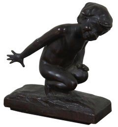 Edith Barretto Parsons Bronze Bookends "Children Playing" Gorham Sculptures