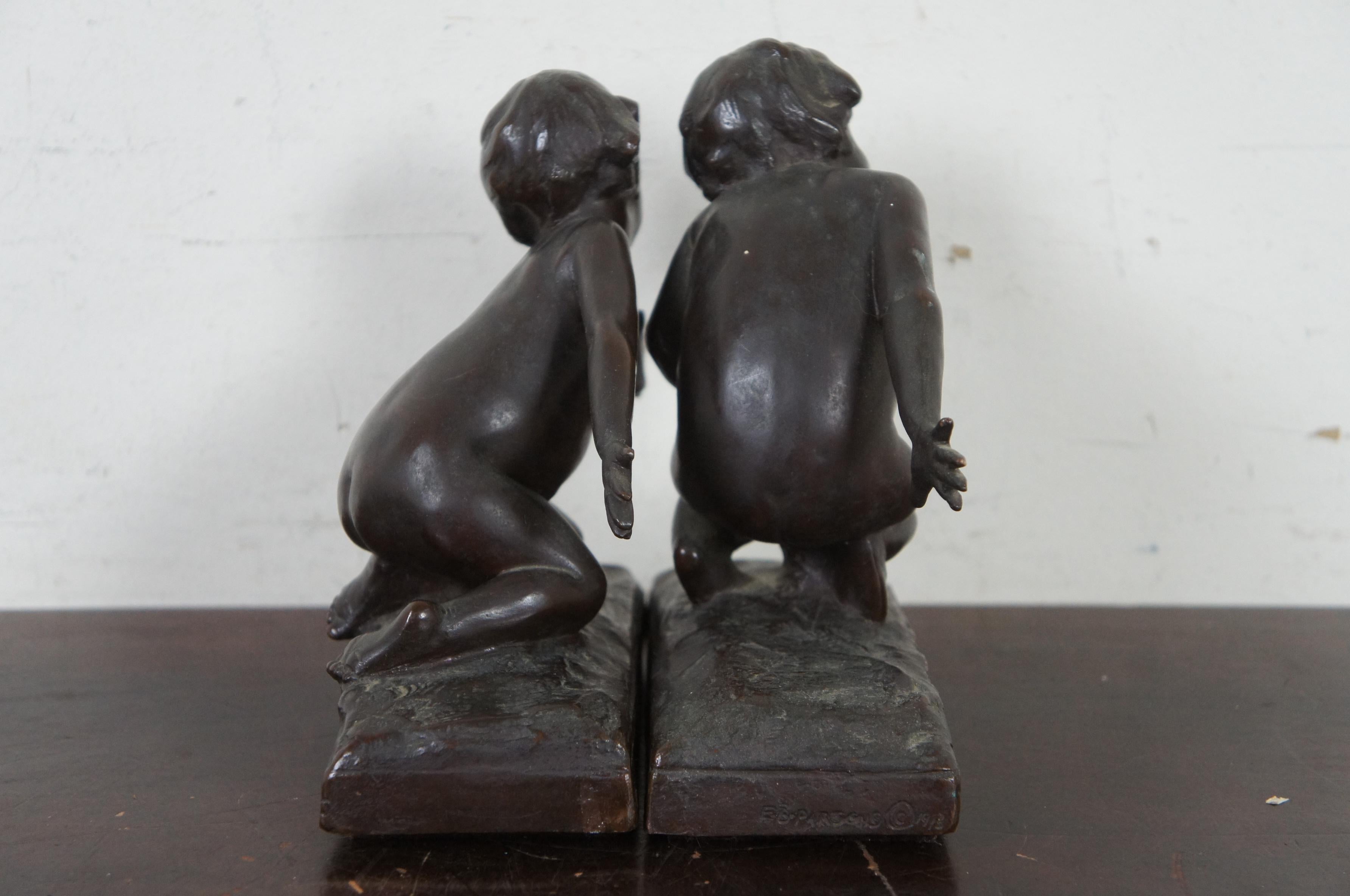 20th Century Edith Barretto Parsons Bronze Bookends 