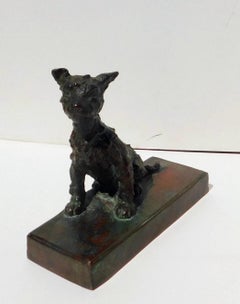 Edith Parsons Pair of Terrier Pups - Bookends Bronze Sculptures
