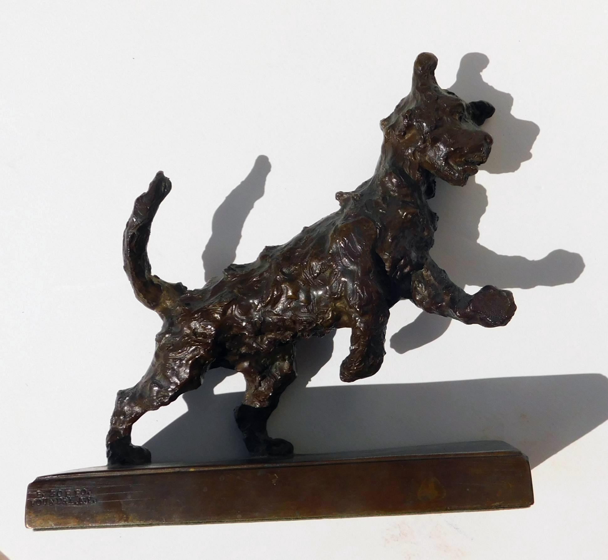 Edith Parsons Pair of Terrier Pups - Bookends Bronze Sculptures For Sale 1