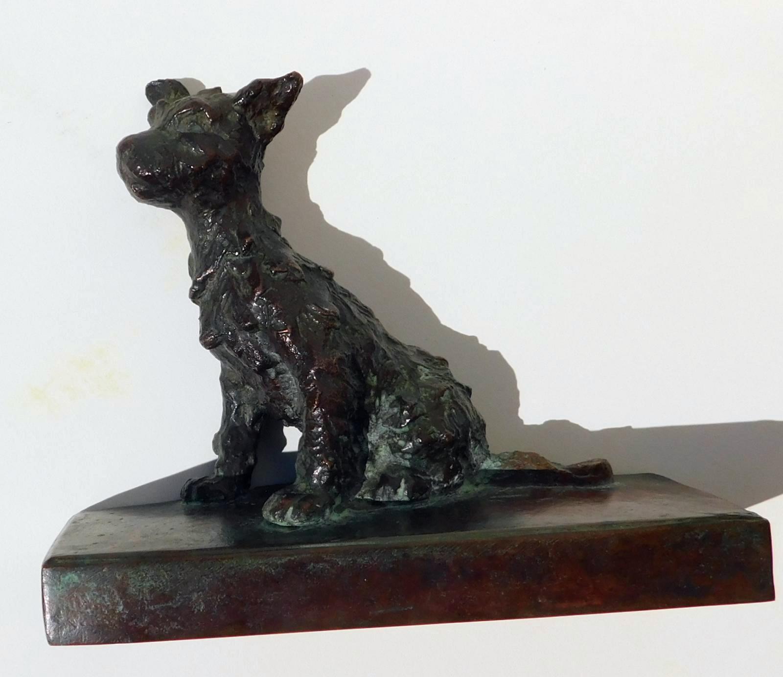 Edith Parsons Pair of Terrier Pups - Bookends Bronze Sculptures For Sale 2