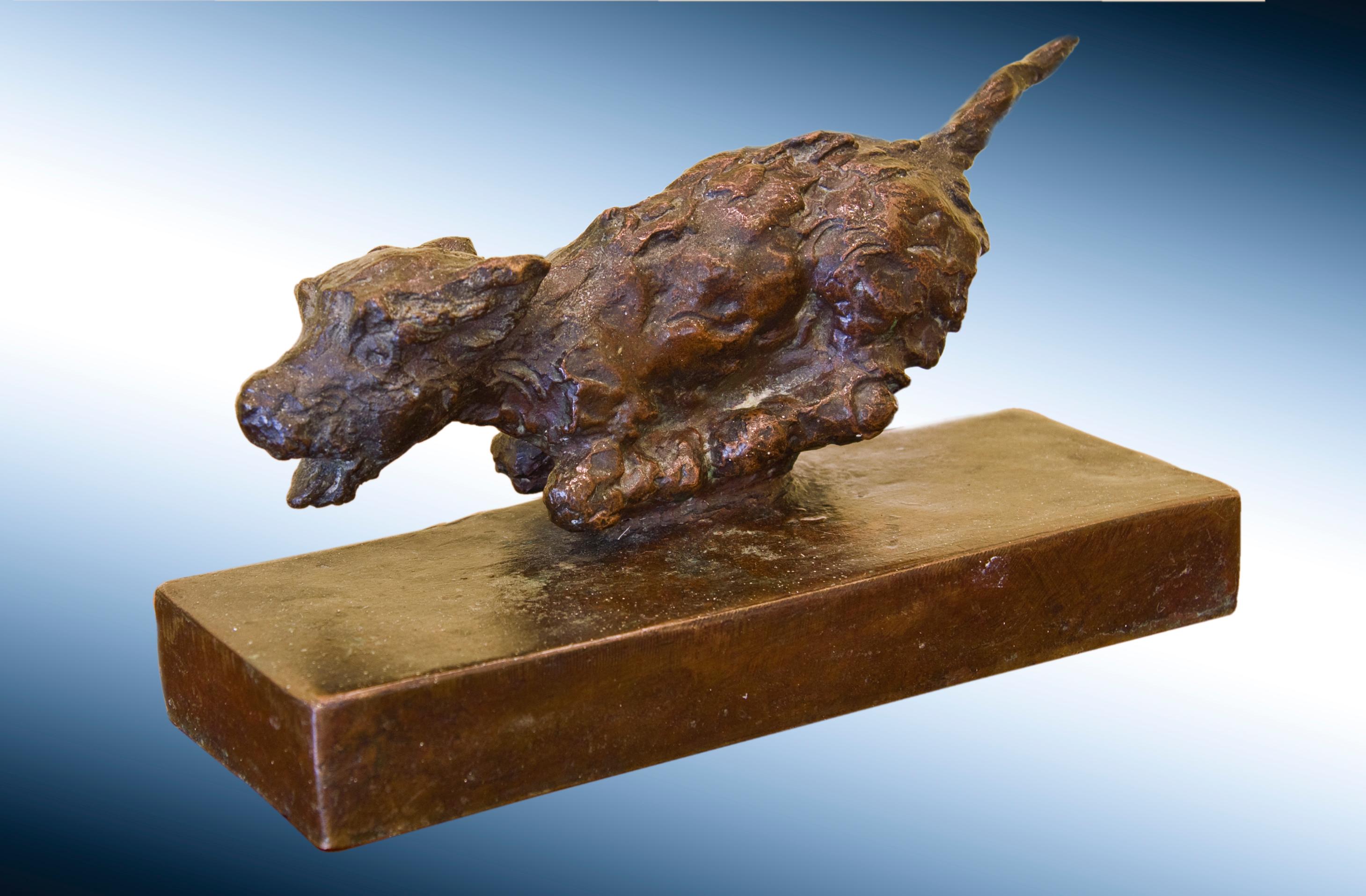 Running Terrier Pups (bookends)  - Sculpture by Edith Barretto Stevens Parsons
