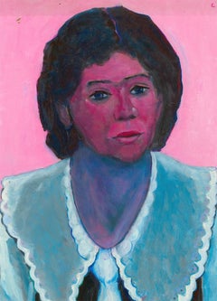 Edith Birkin (1927-2018) - 1990 Acrylic, Portrait of a Lady