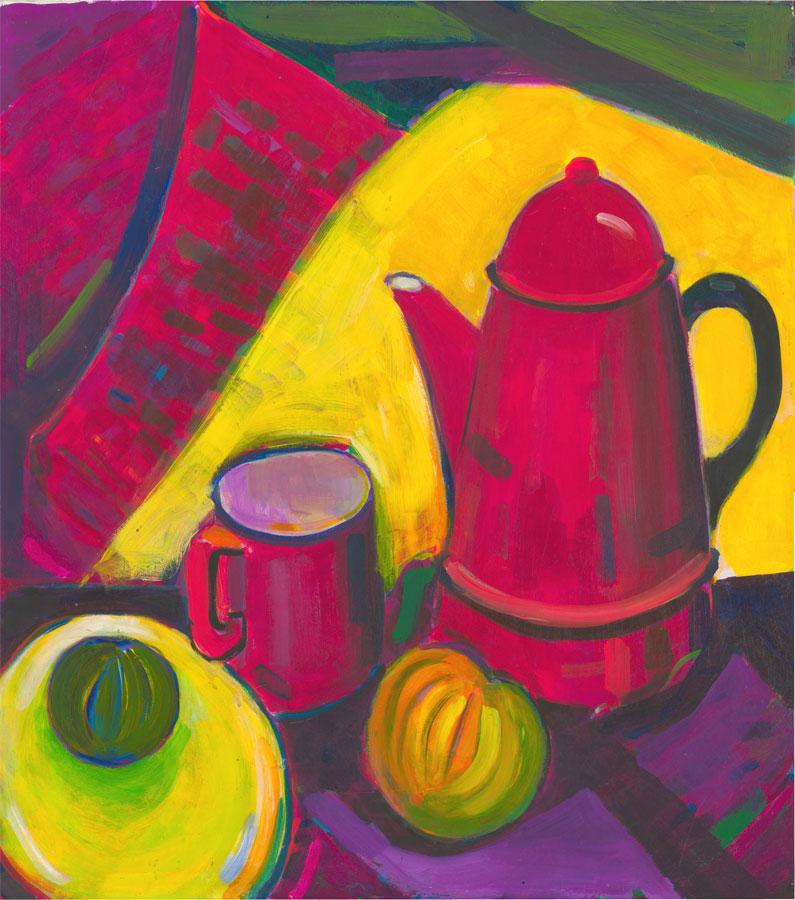 Edith Birkin (1927-2018) - 20th Century Acrylic, Still Life with Coffee Pot 1