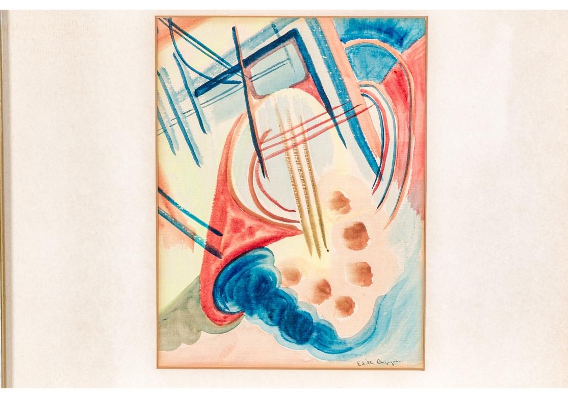Mid-Century Modern Edith Bozyan (Am. 1907-1993) Abstract Watercolor For Sale