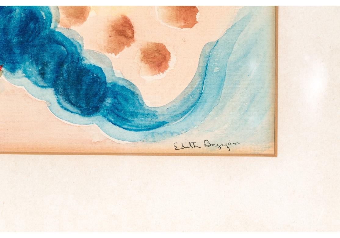 Mid-Century Modern Edith Bozyan (Am. 1907-1993) Abstract Watercolor For Sale