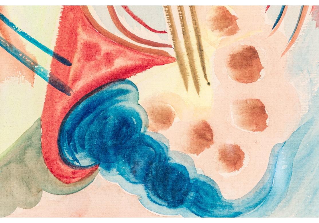 Hand-Painted Edith Bozyan (Am. 1907-1993) Abstract Watercolor For Sale