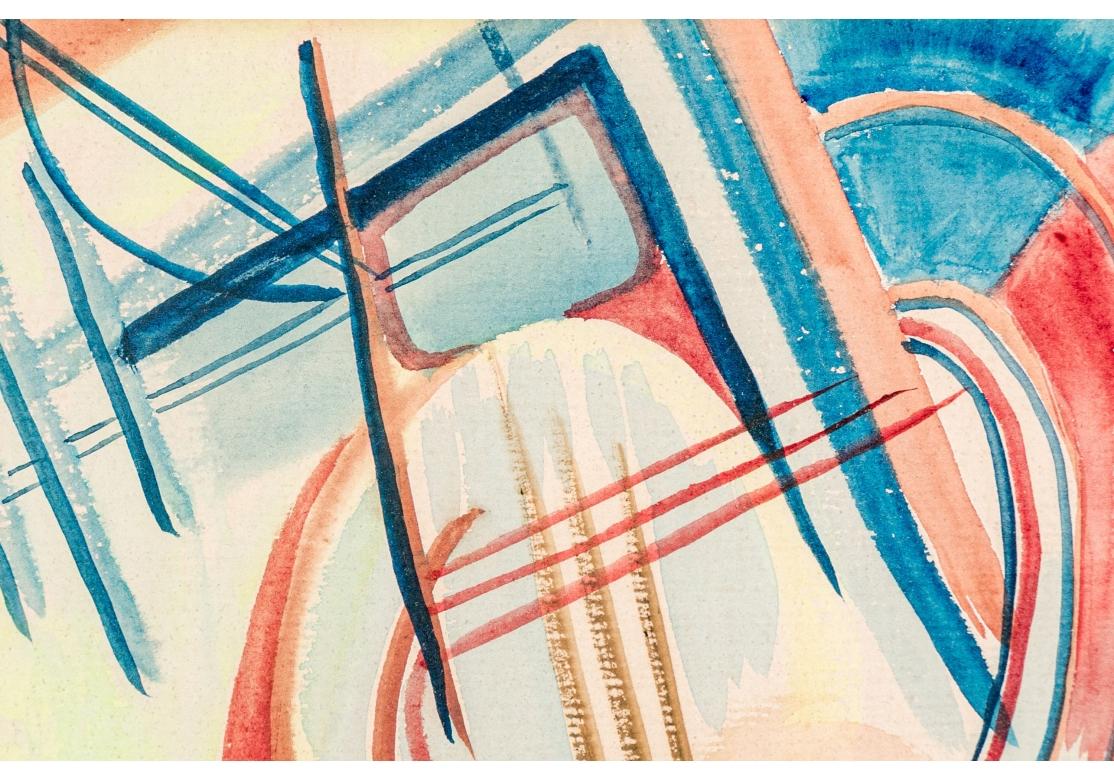 Glass Edith Bozyan (Am. 1907-1993) Abstract Watercolor For Sale