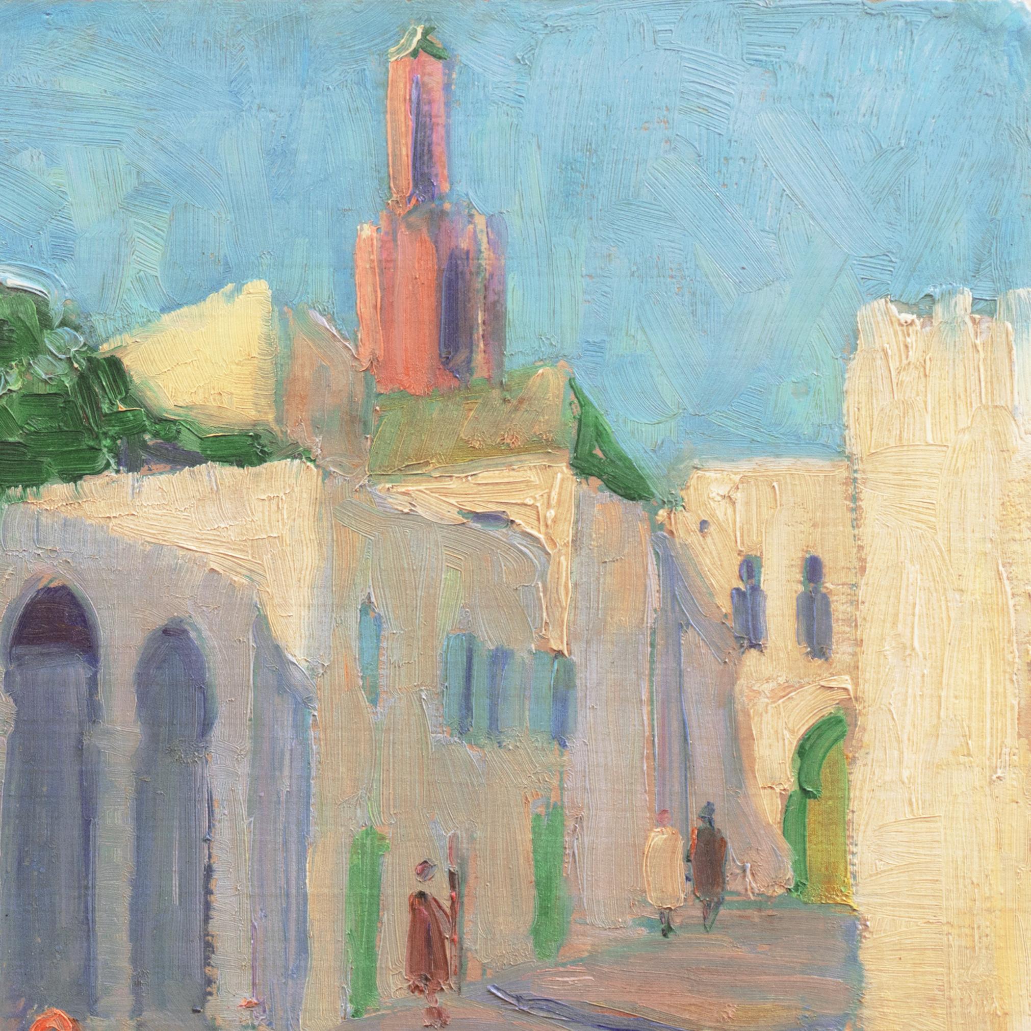 'Rue de la Casbah, Tangier, Morocco', Rockport, Massachusetts Woman Artist, PAFA - Post-Impressionist Painting by Edith Briscoe Stevens