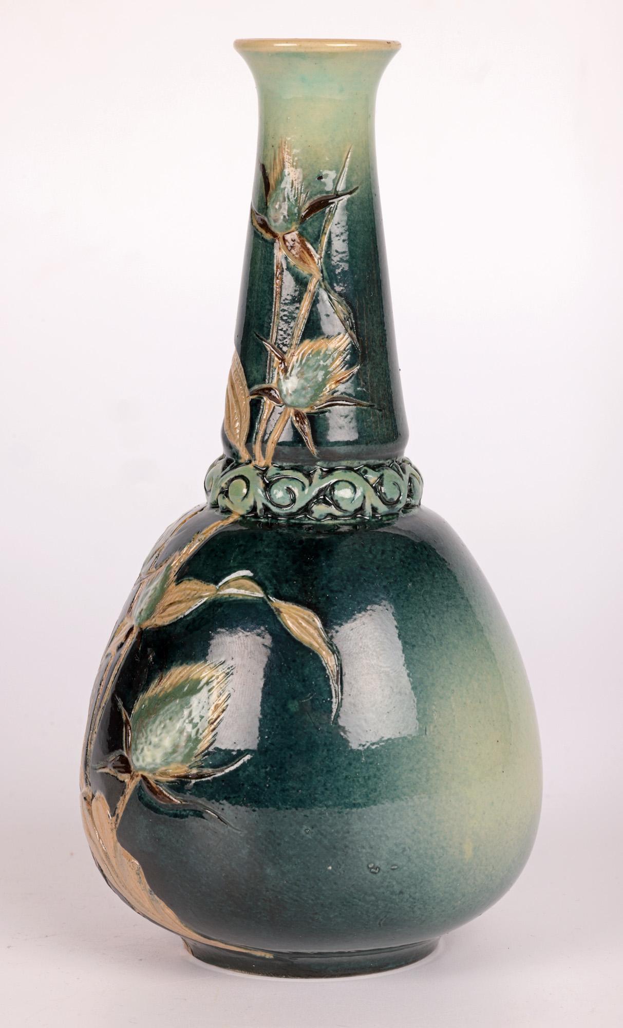 Edith D Lupton Doulton Lambeth Aesthetic Movement Thistle Vase For Sale 5